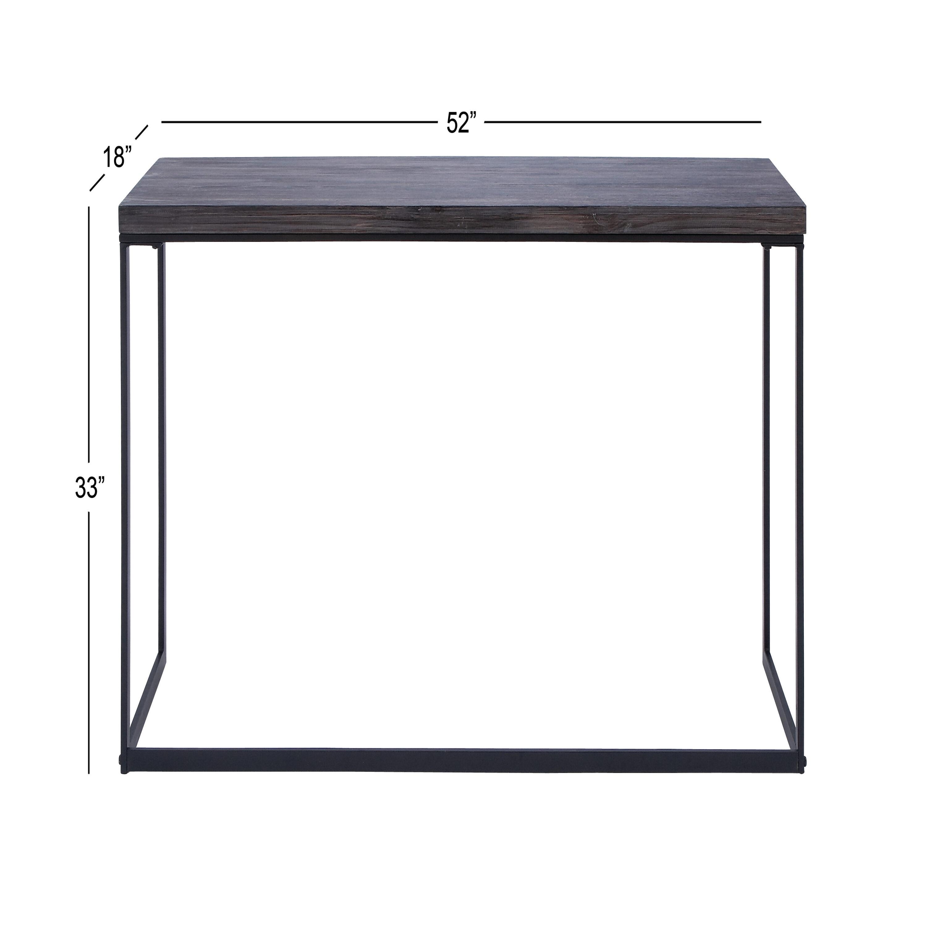 Union Rustic Corneau Wood Minimalistic Dark Brown Console Table with Black Metal Legs