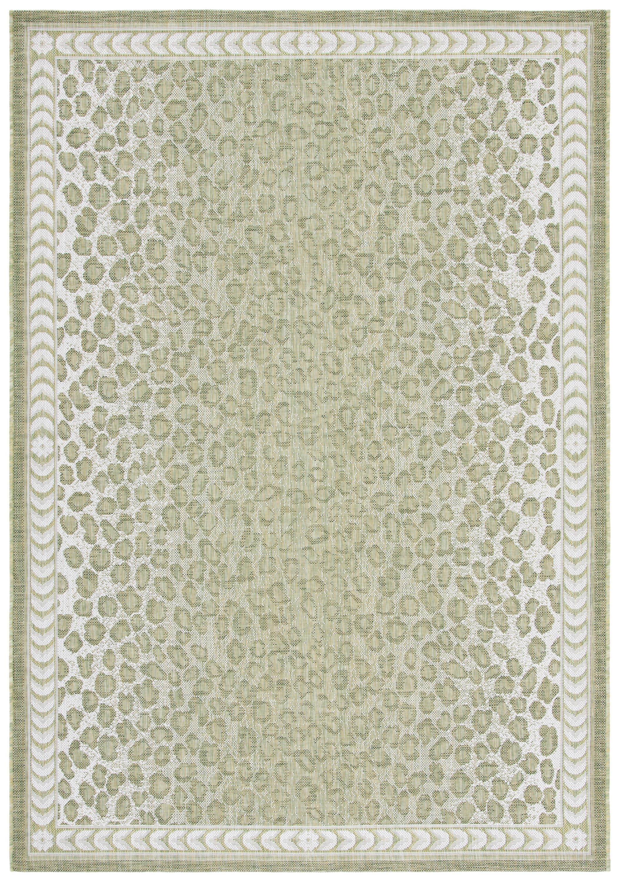 SAFAVIEH Courtyard Candace Spotted Indoor/Outdoor Area Rug, Light Green/Ivory, 8' x 10'