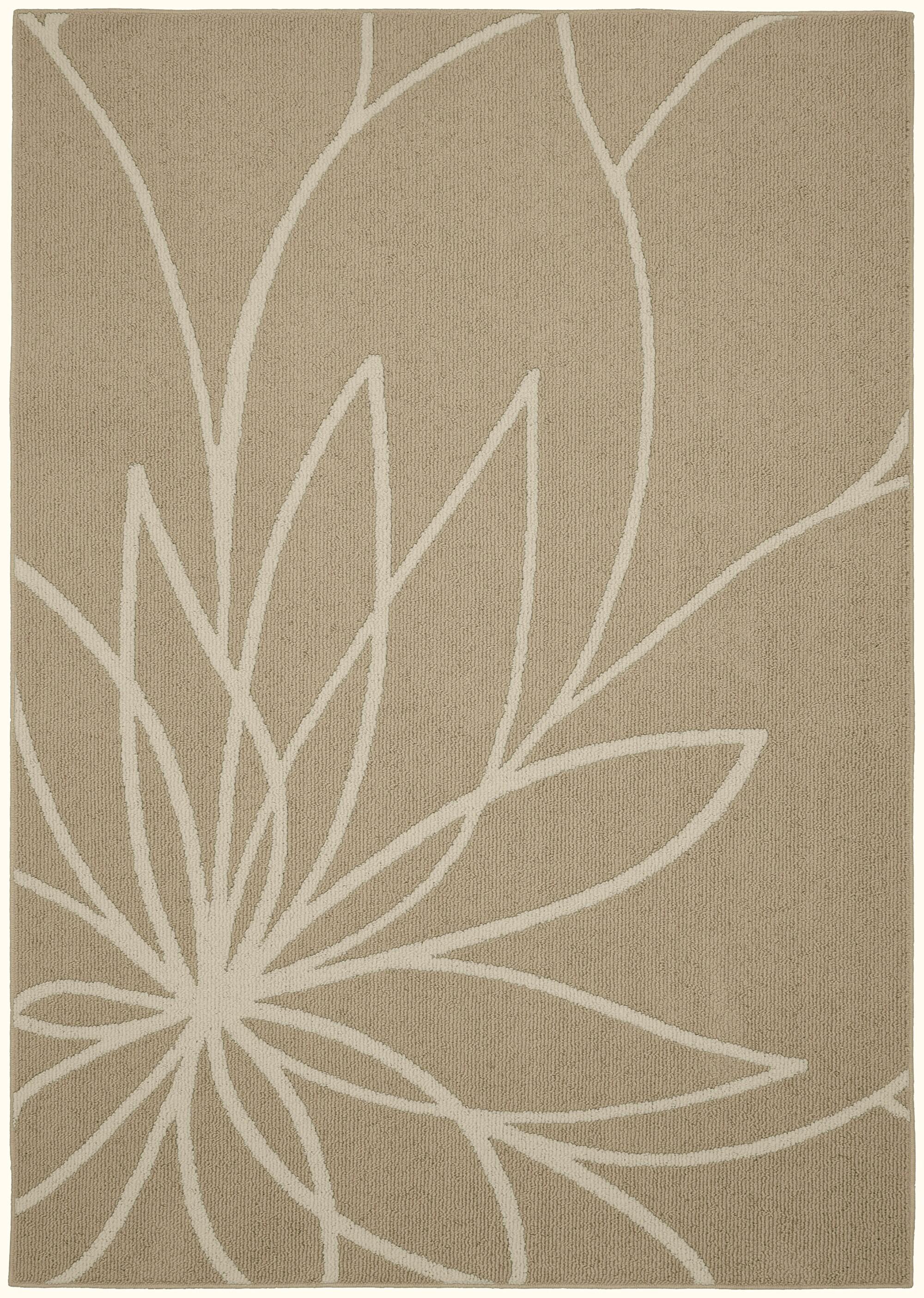 Garland Rug Grand Floral Polypropylene Tan/Ivory Indoor Area Rug, 5' x 7'