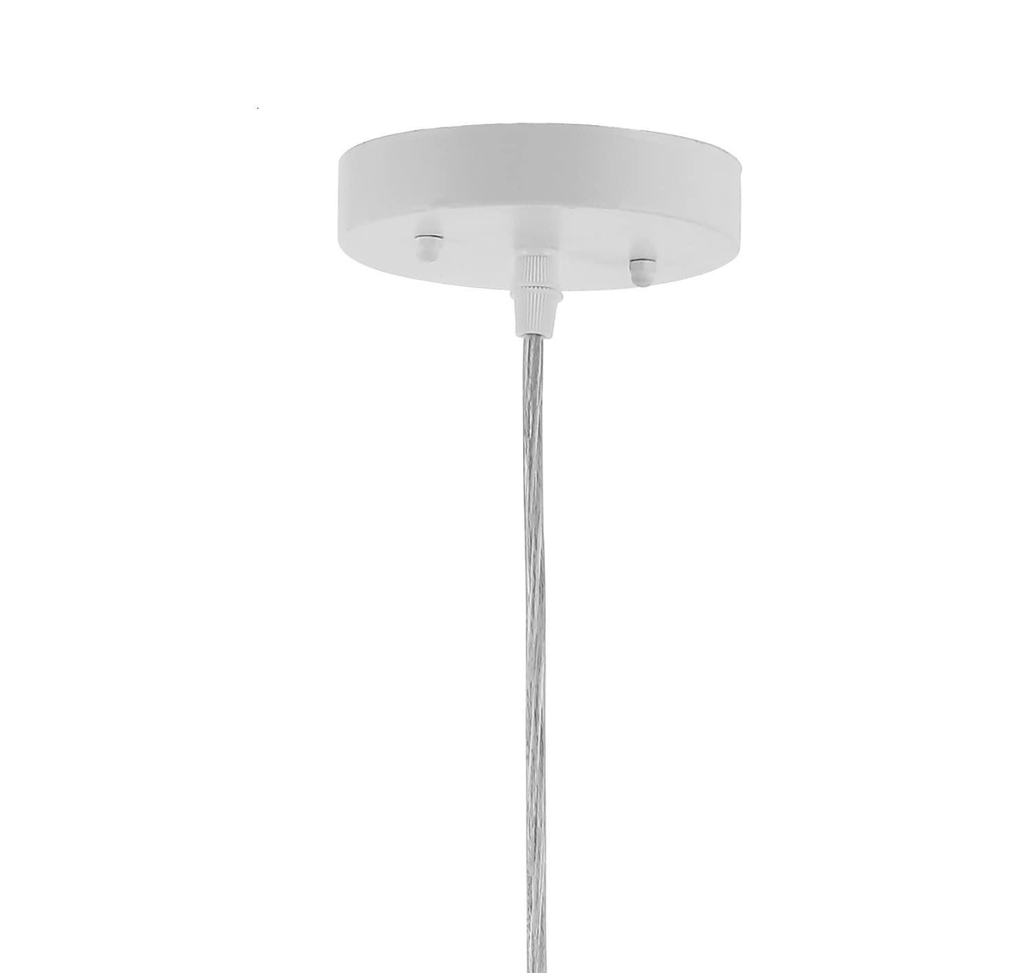 Luna 15.75" 1-Light Bohemian Modern Woven Rattan/Iron LED Pendant, Cream/White