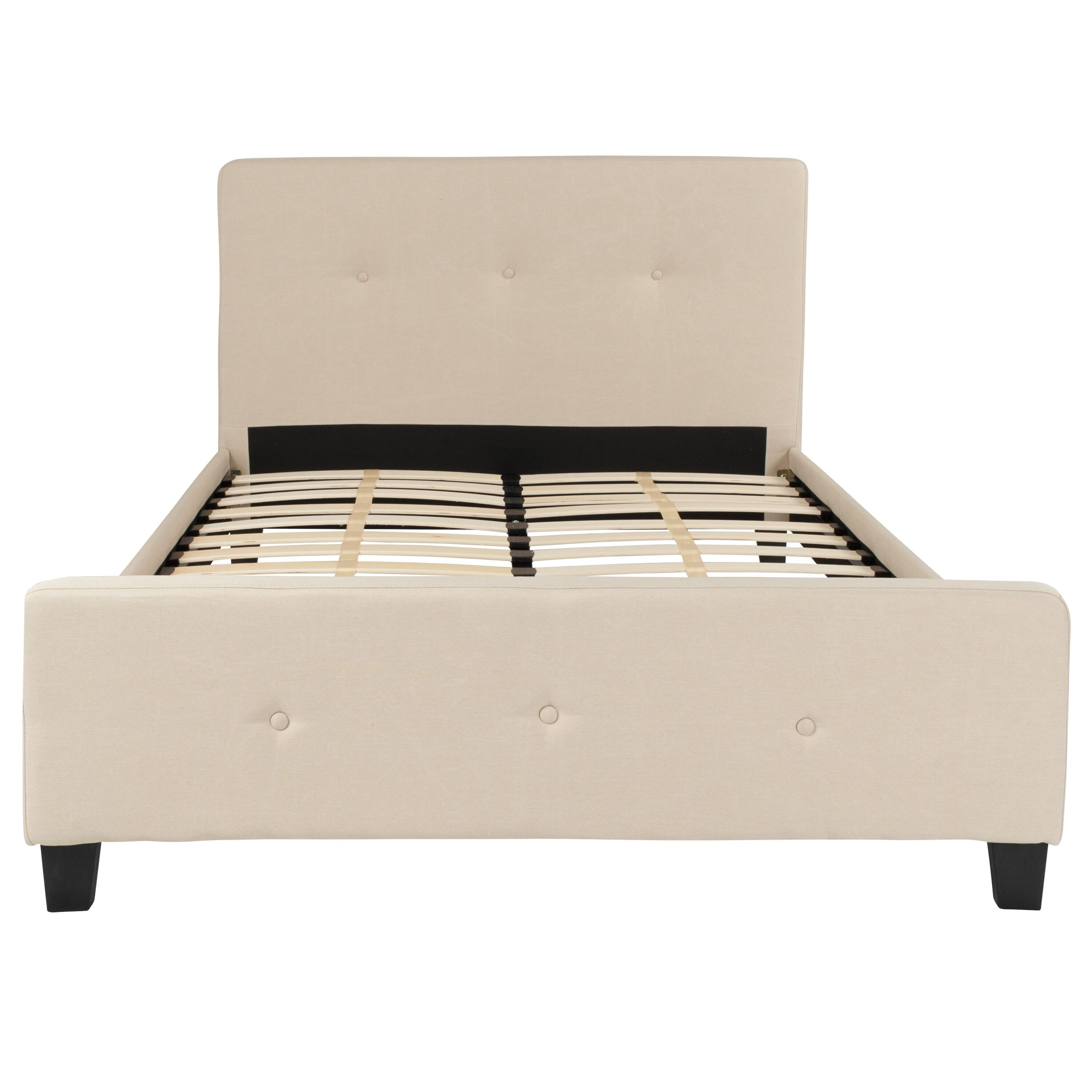Flash Furniture Tribeca Full Size Tufted Upholstered Platform Bed in Beige Fabric