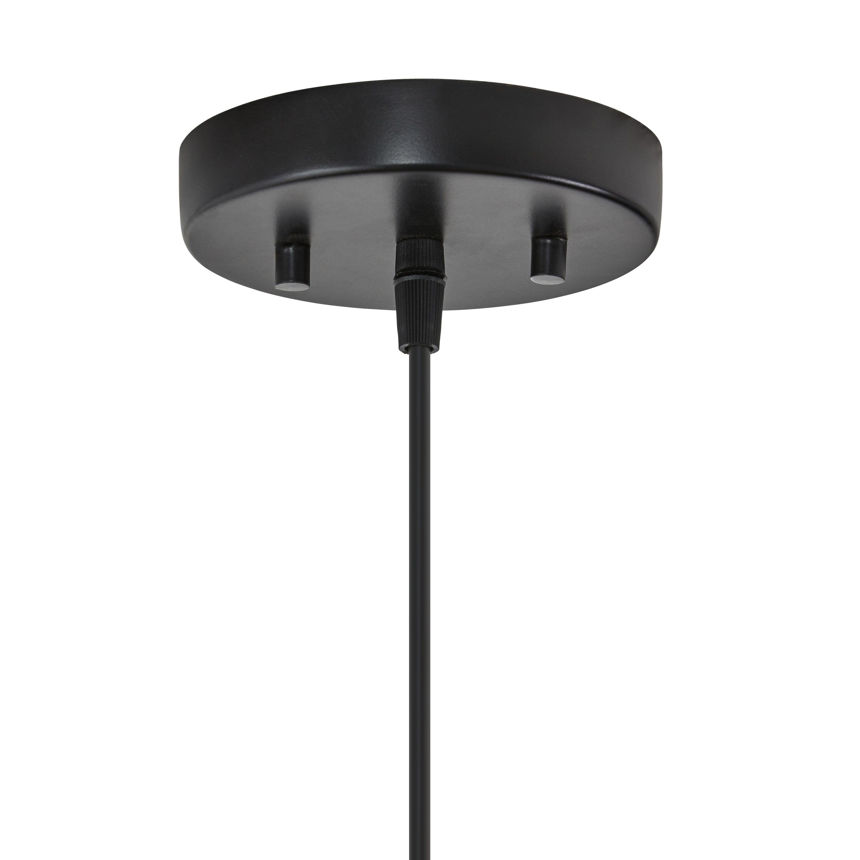 River of Goods 17.25" 1-Light Alainia Black Metal and Walnut-Stained Wood Pendant Light: Satin Finish, UL Listed, Adjustable Height