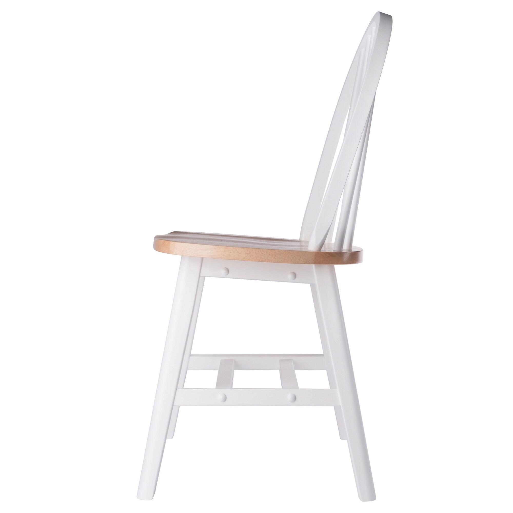 Winsome 2pc Windsor Chair Set Natural/White : Wood Frame, Spot Clean, Transitional Style, No Tools Assembly