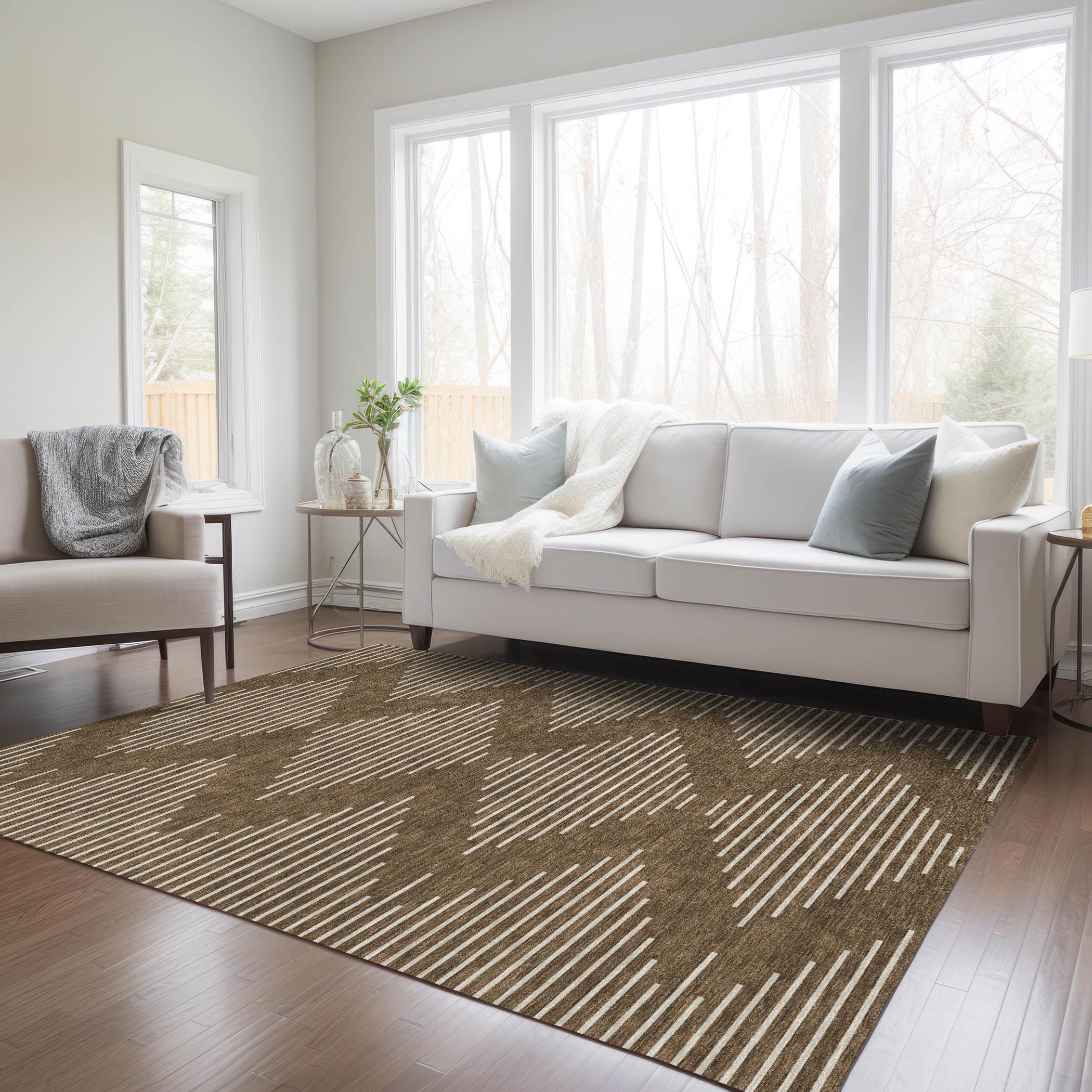 Addison Rugs Chantille Indoor/Outdoor Transitional Geometric Brown Washable Rectangle Rug, 2'6" x 3'10"