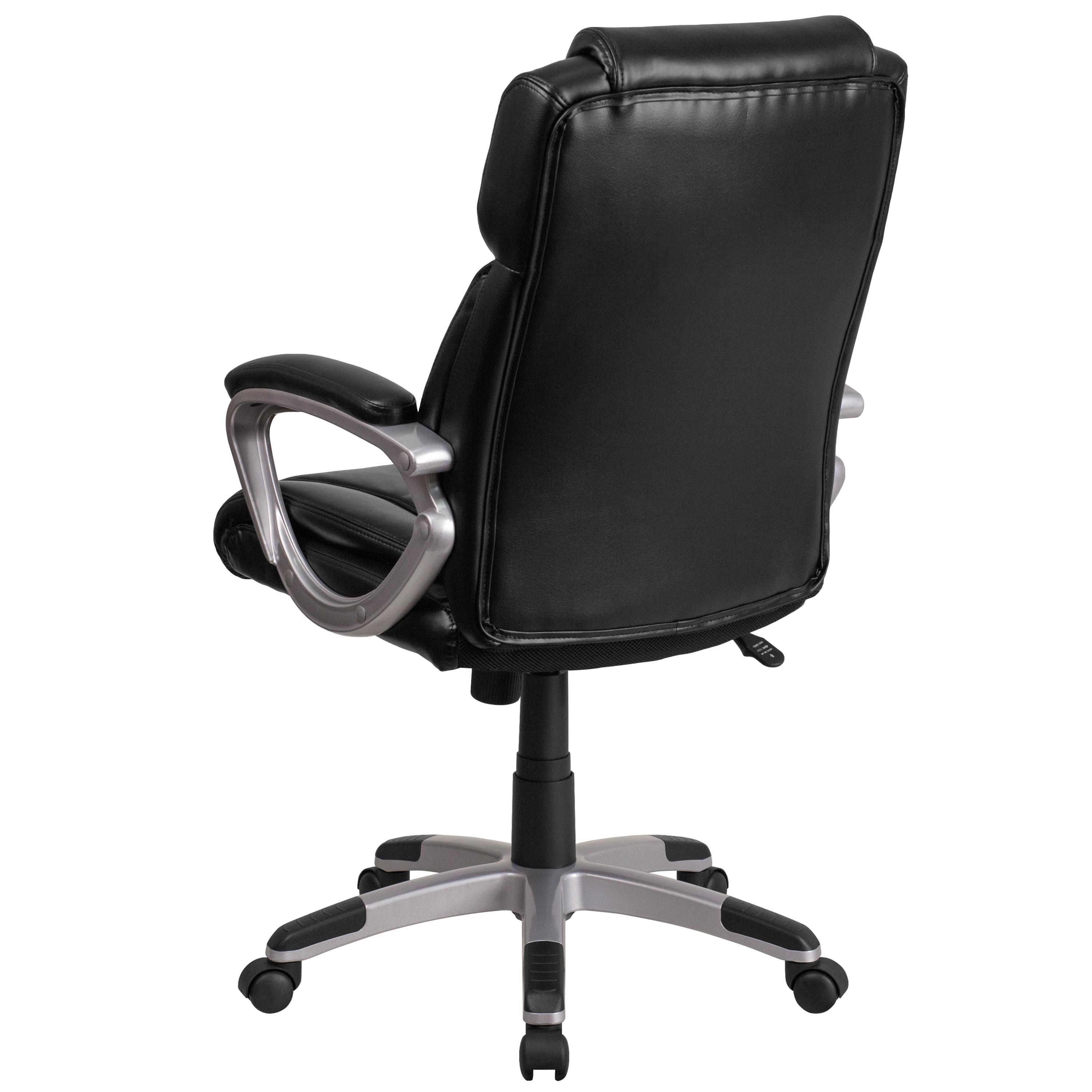 Flash Furniture Mid-Back Black LeatherSoft Executive Swivel Office Chair with Padded Arms