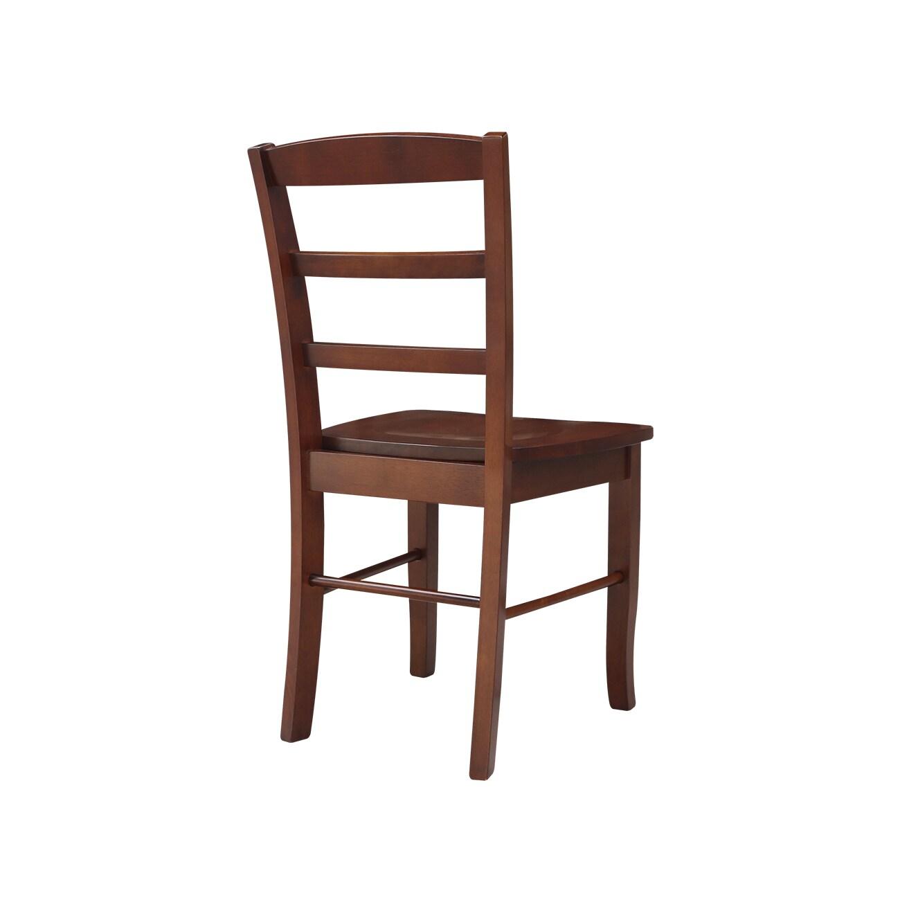 Set of 2 Madrid Ladderback Chairs Espresso - International Concepts: Rubberwood Frame, Mid-Century Modern Style