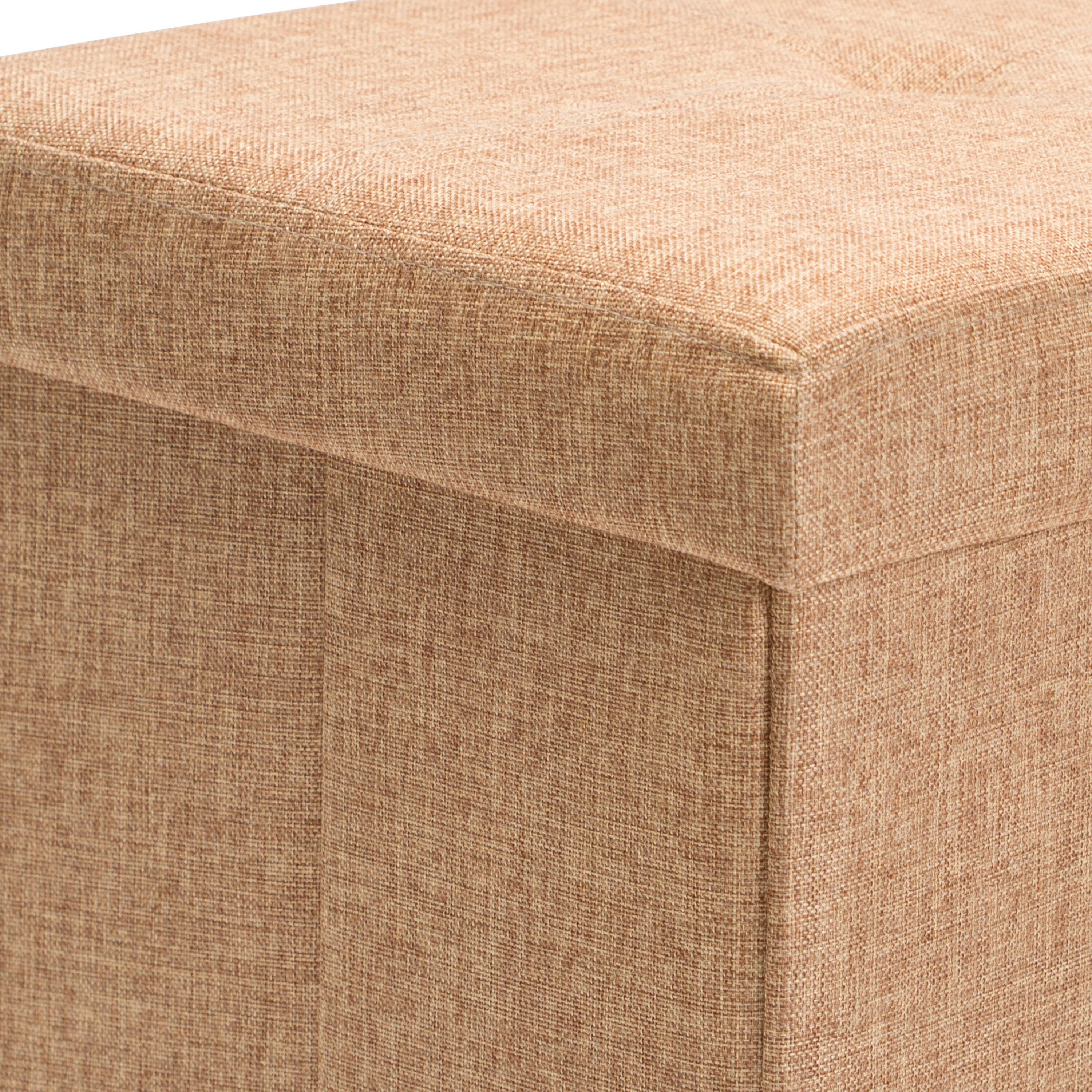 Simplify Faux Linen Double Folding Storage Ottoman in Camel