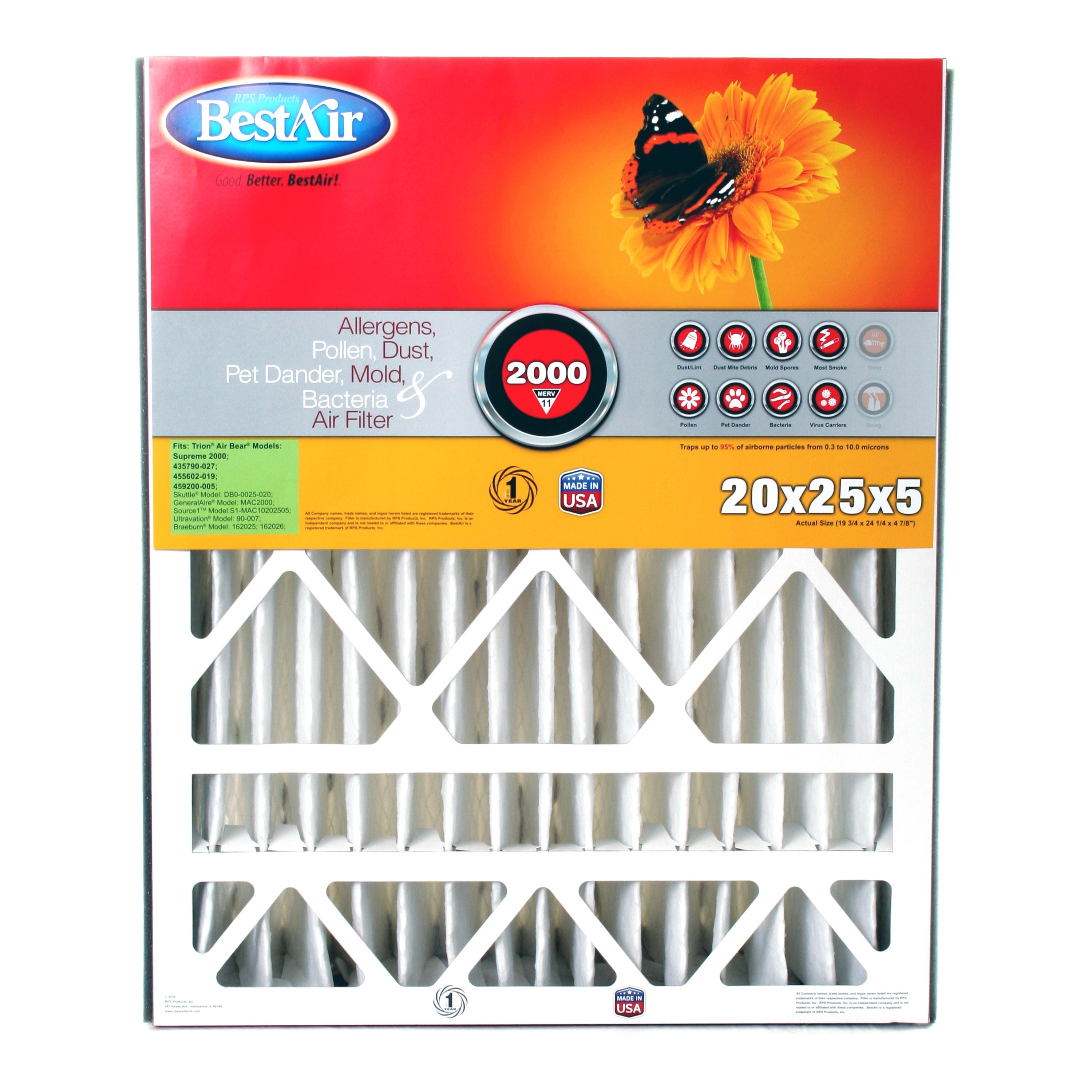 BestAir 20x25x5 MERV 11 Pleated Air Filter