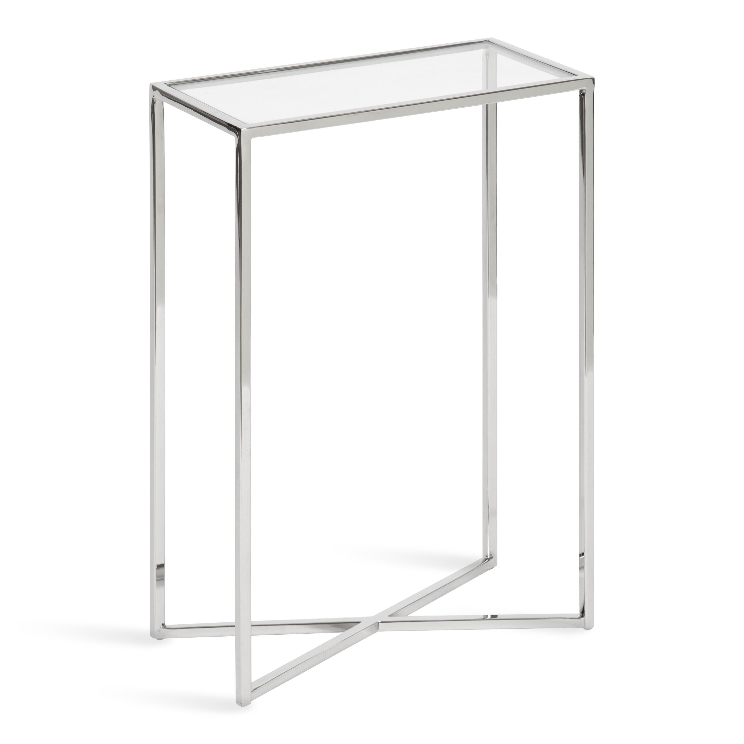 Kate and Laurel Jaspur Rectangle Metal Side Table, 16x8x24, Silver