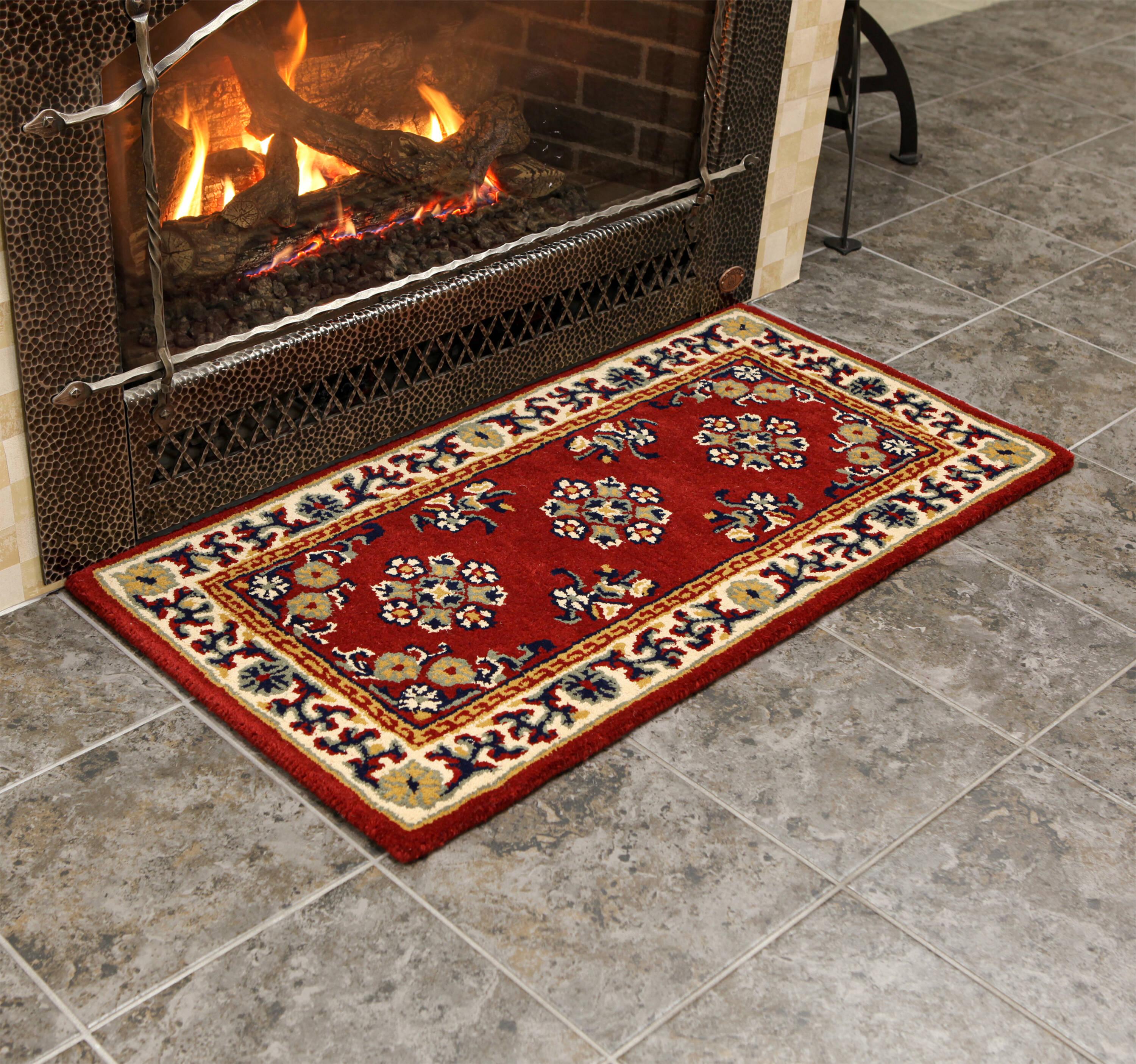 ACHLA Designs 44" Long Minuteman International Oriental Rectangular Hearth Rug: Wool, Fire-Resistant