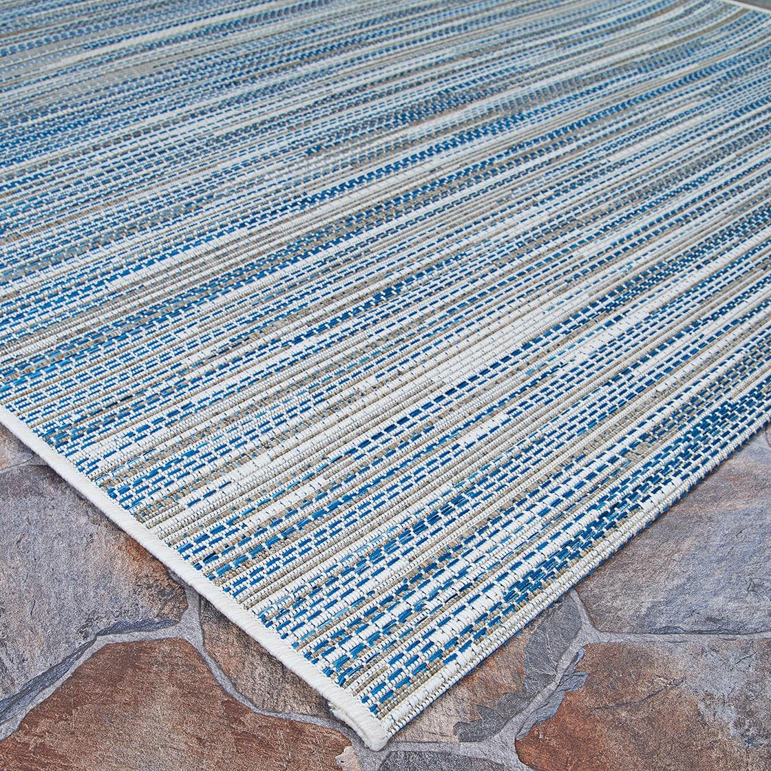 Couristan Monte Carlo Coastal Breeze Indoor/Outdoor Area Rug, 2'3" x 7'10" Runner, Ocean-Champagne