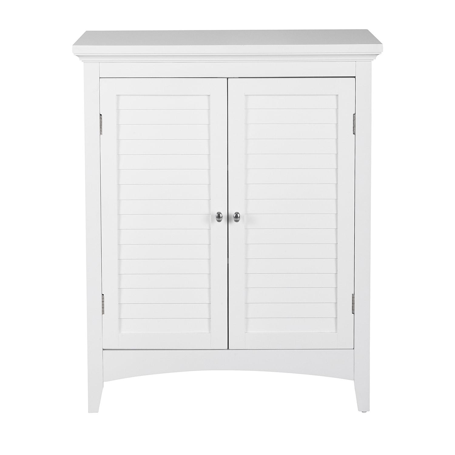 White Engineered Wood Bathroom Floor Cabinet with Adjustable Shelving