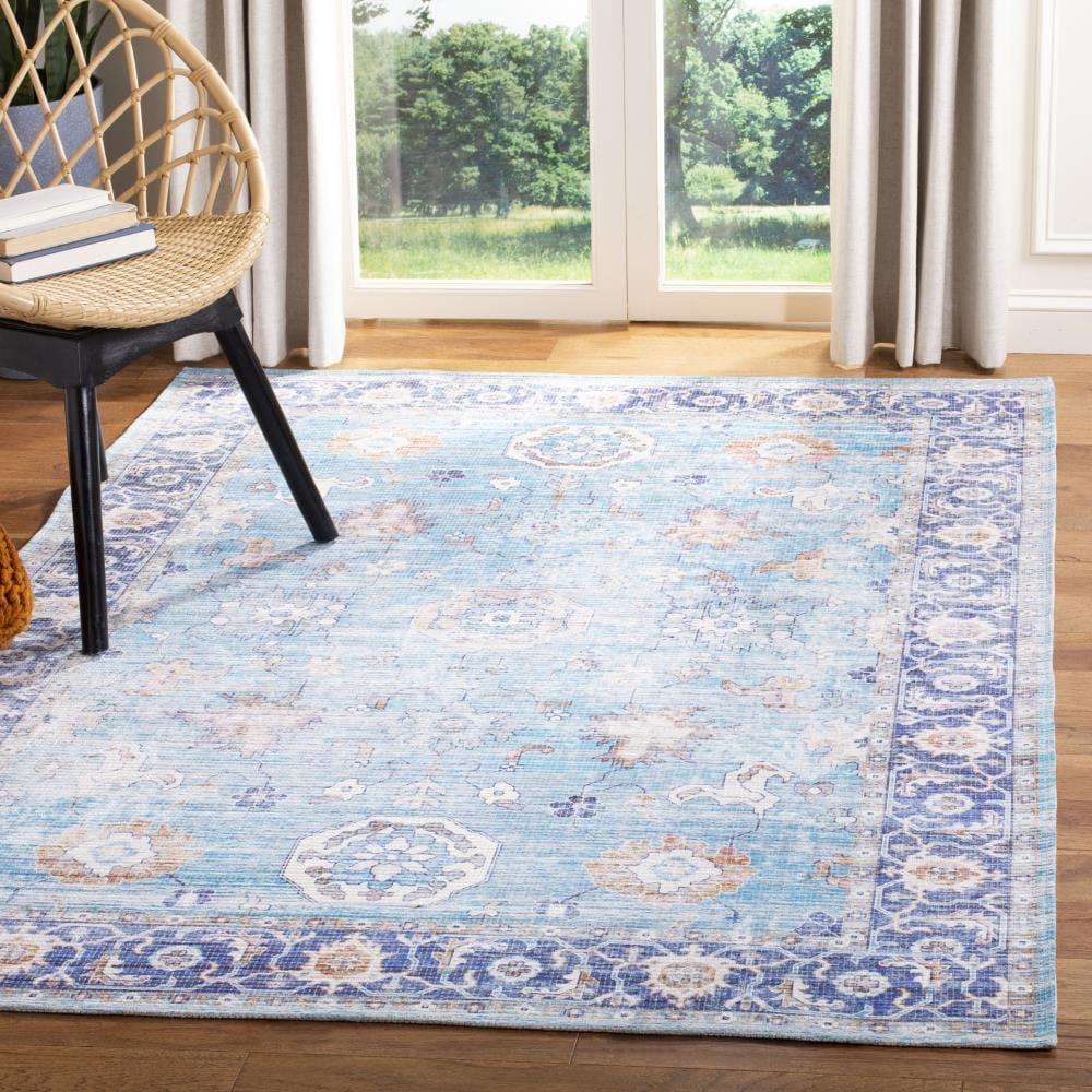 Saffron SFN201 Power Loomed Indoor Area Rug - Aqua/Navy - 5'x8' - Safavieh