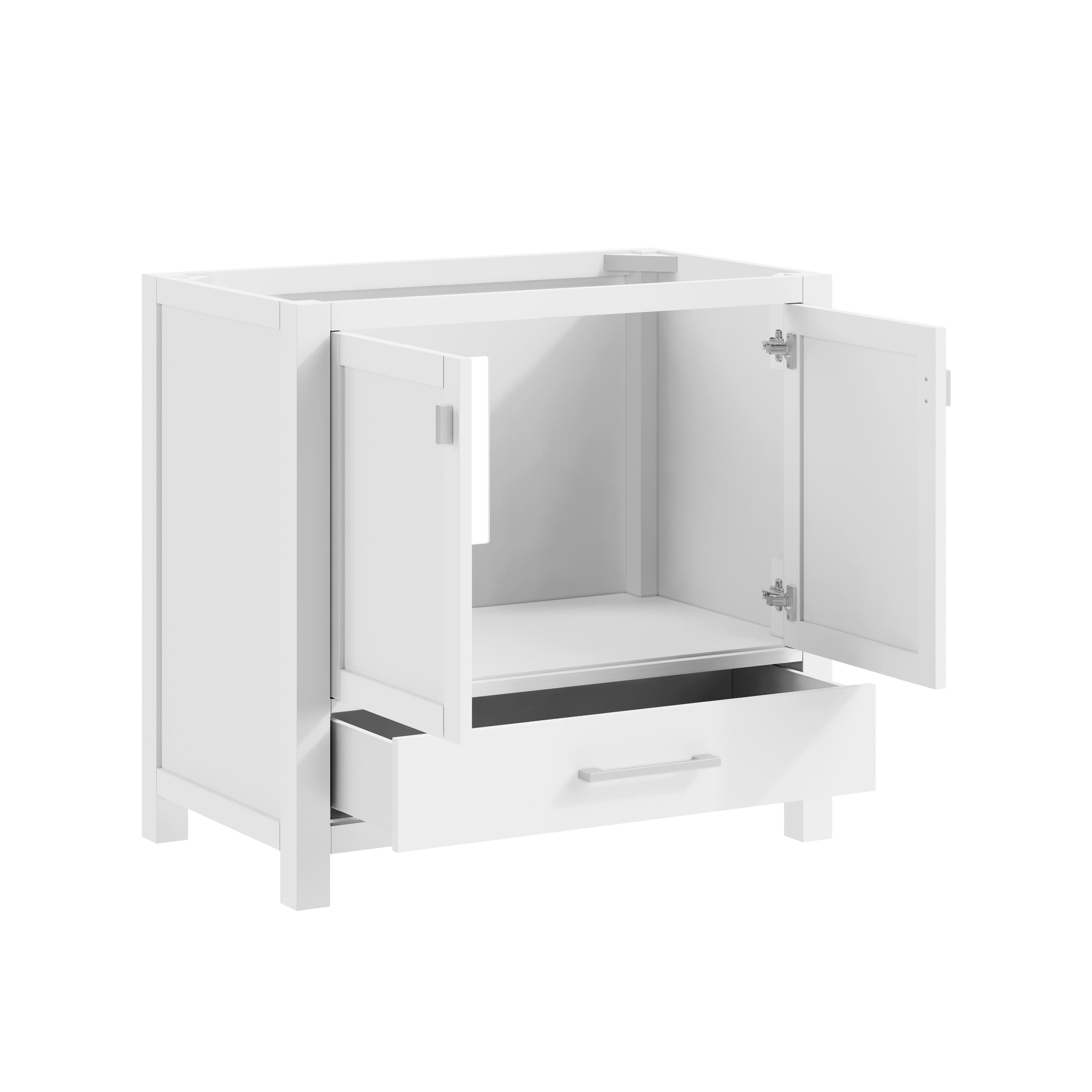 Modero 37" White Freestanding Bathroom Vanity with Cala White Marble Top