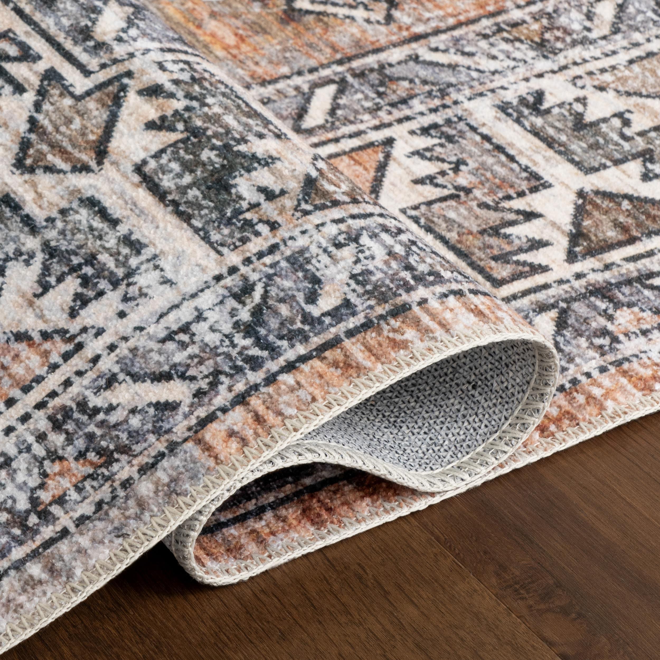 Nuloom 5x8 Machine Washable Rain Haven Vintage Medallion Indoor Area Rug, Rust Non-Slip Backing, Stain Resistant, BedroomLiving Room, Kitchen