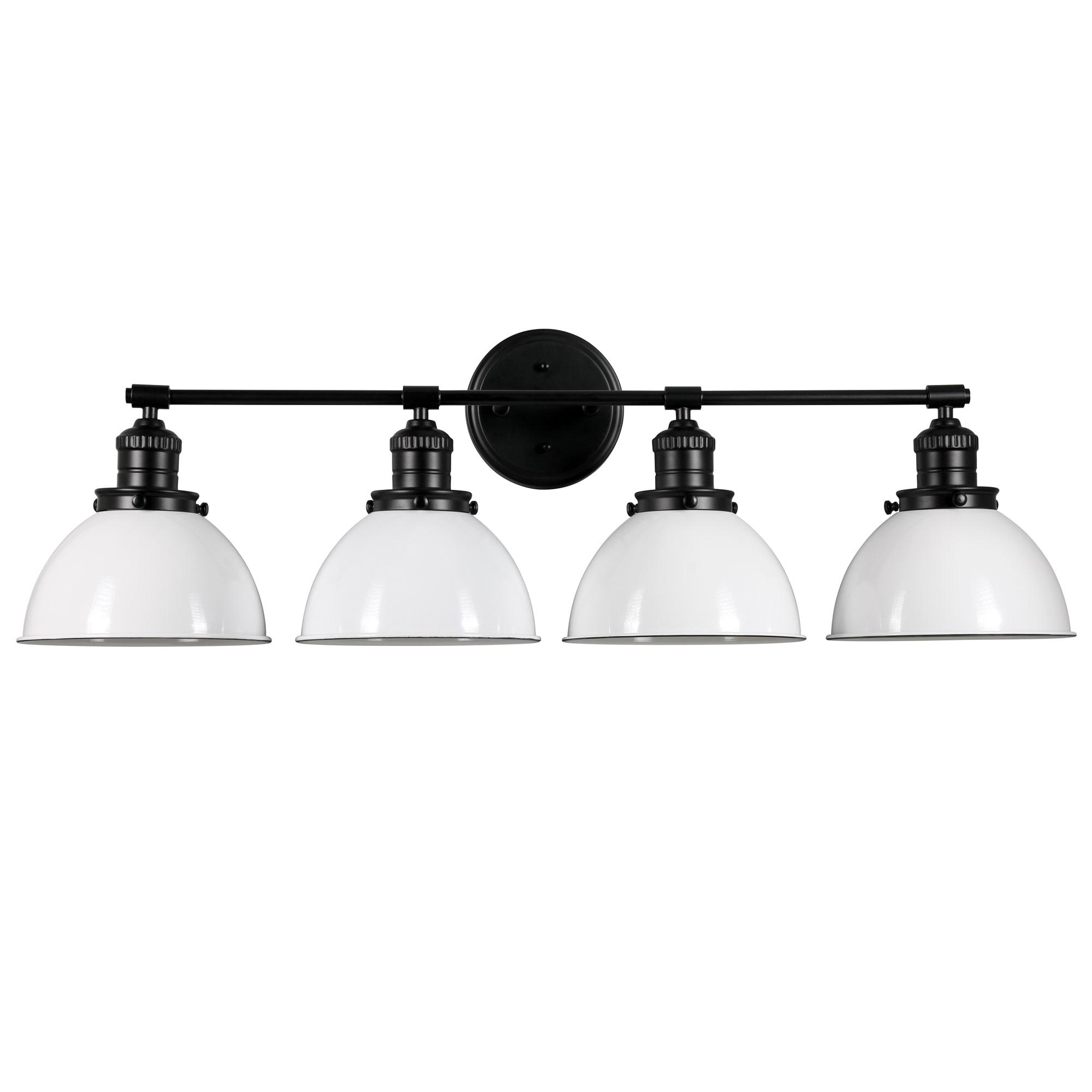 Design House 589051-BLK Savannah Farmhouse 4-Light Indoor Vanity Light Dimmable White Metal Shade, Matte Black
