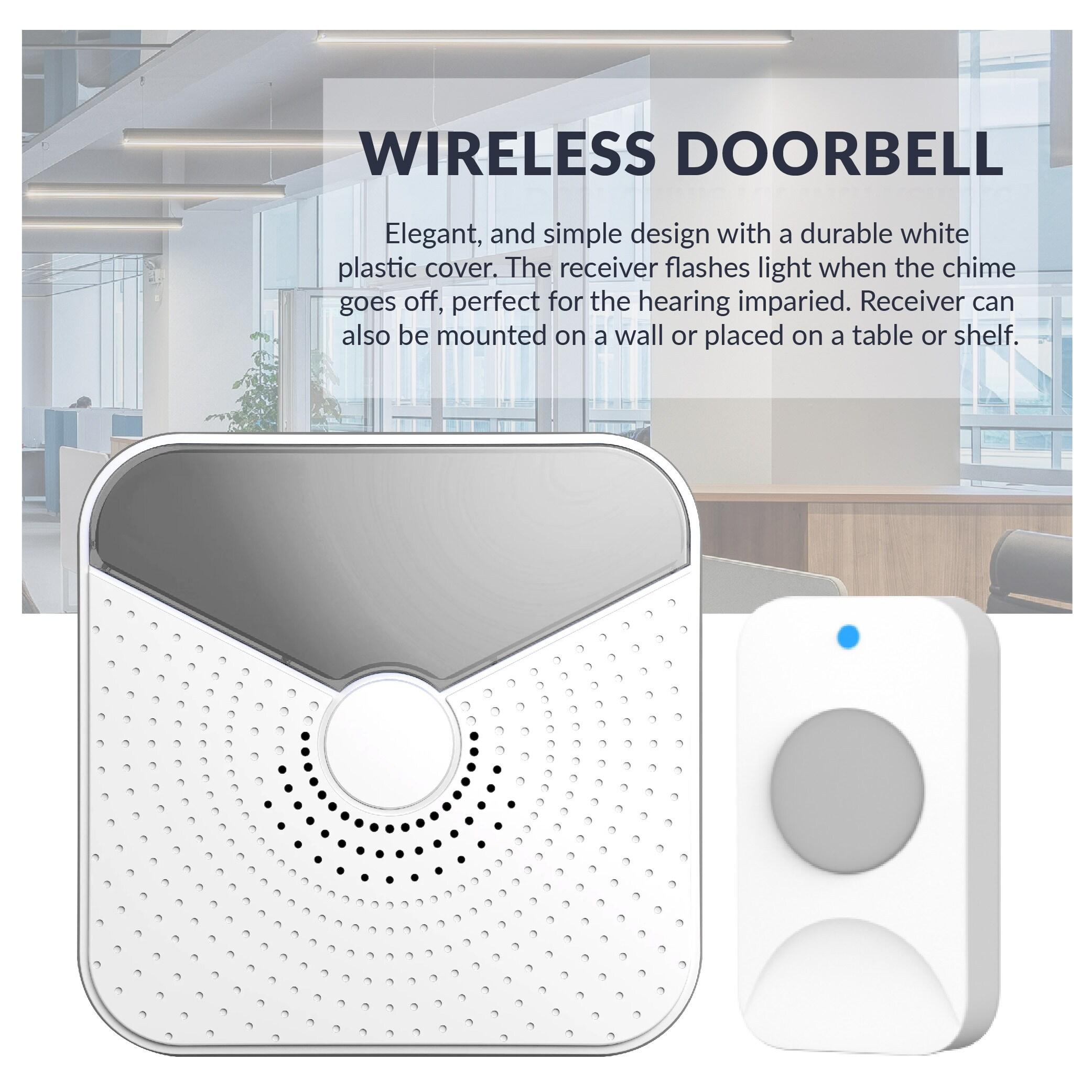 Newhouse Hardware Battery-Operated Wireless Chime with Flashing LED Light for Hearing Impaired