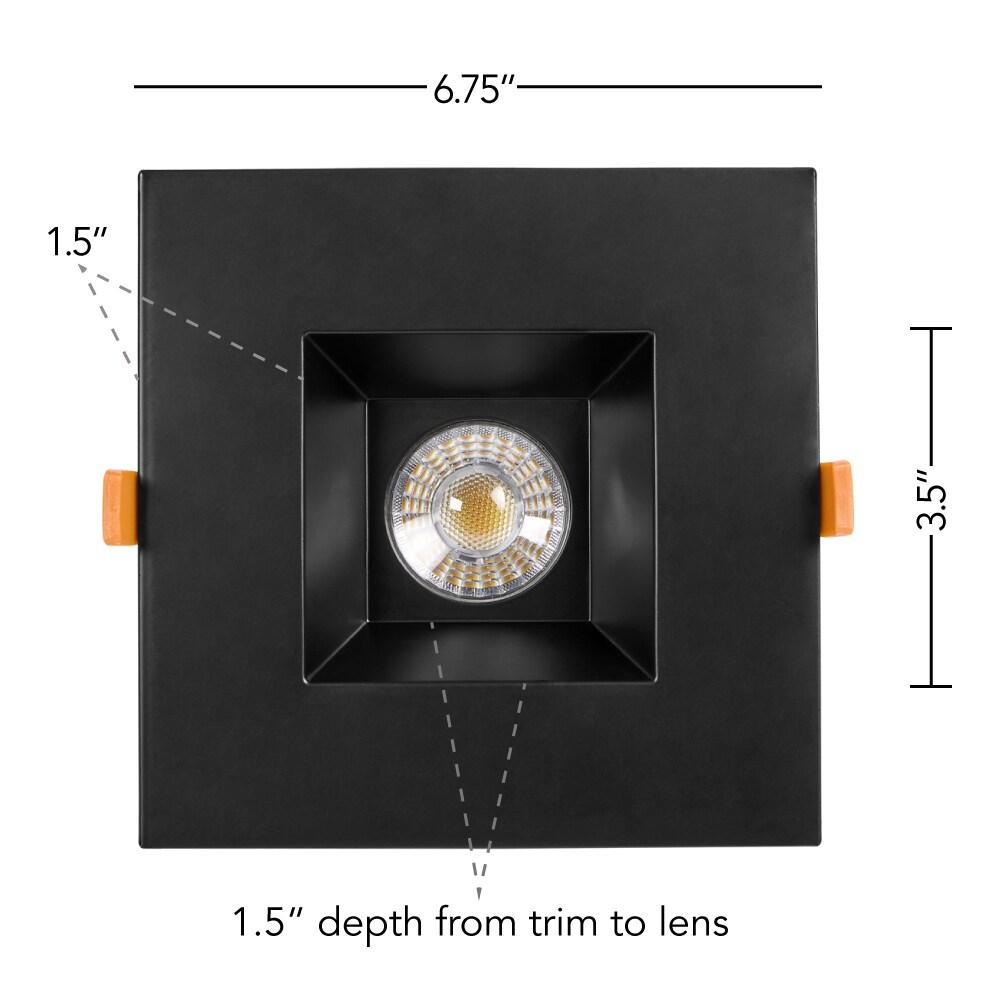 Maxxima 6” Ultra-Thin Recessed Anti-Glare LED Downlight Canless IC Rated 1200 Lumens 5 Color Temperature Select 2700K/3000K/3500K/4000K/5000K Dimmable Square Black Trim 90 CRI 5CCT Slim J-Box Included