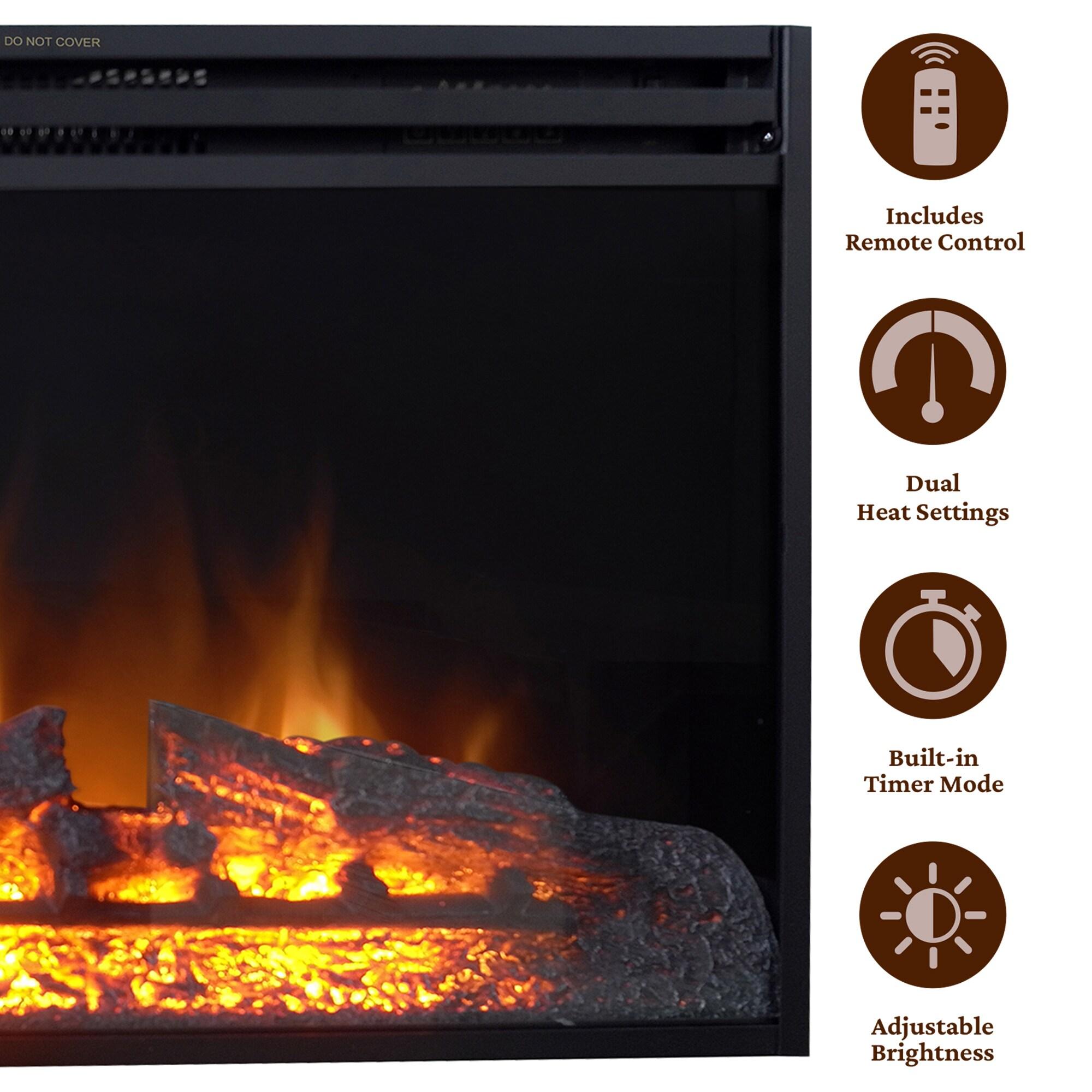 Cambridge 27-In. Freestanding 5116 BTU Electric Fireplace Heater Insert with Remote Control and 9-Hour Timer