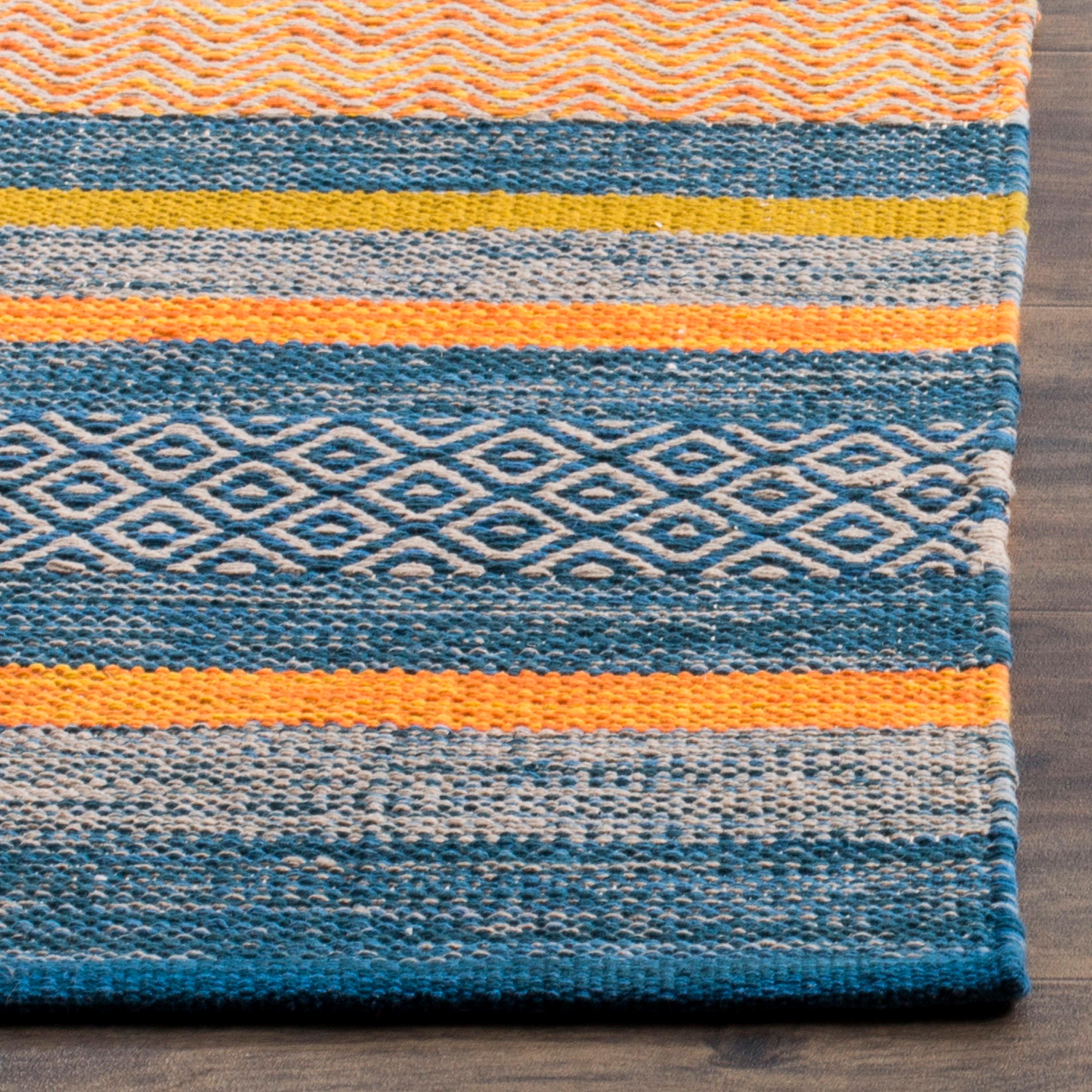 Montauk MTK213 Hand Woven Indoor Accent Rug - Blue/Orange - 3'x5' - Safavieh.