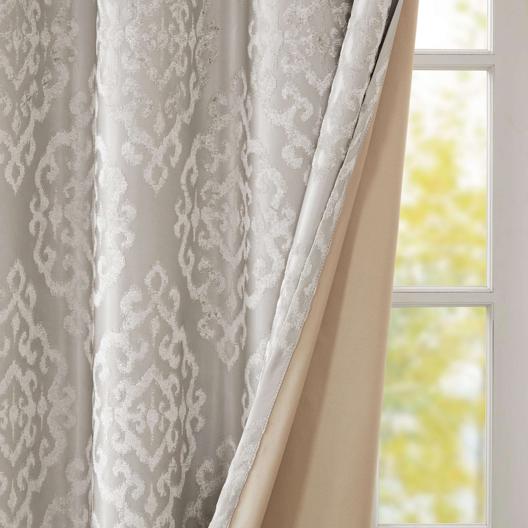 Gray Polyester Blackout Grommet Top Curtain Panel