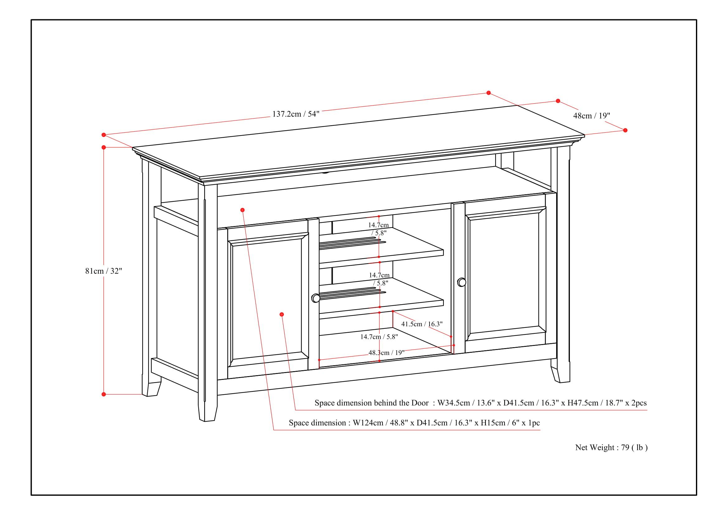 Simpli Home Amherst Transitional Solid Wood 54" TV Stand in Light Golden Brown