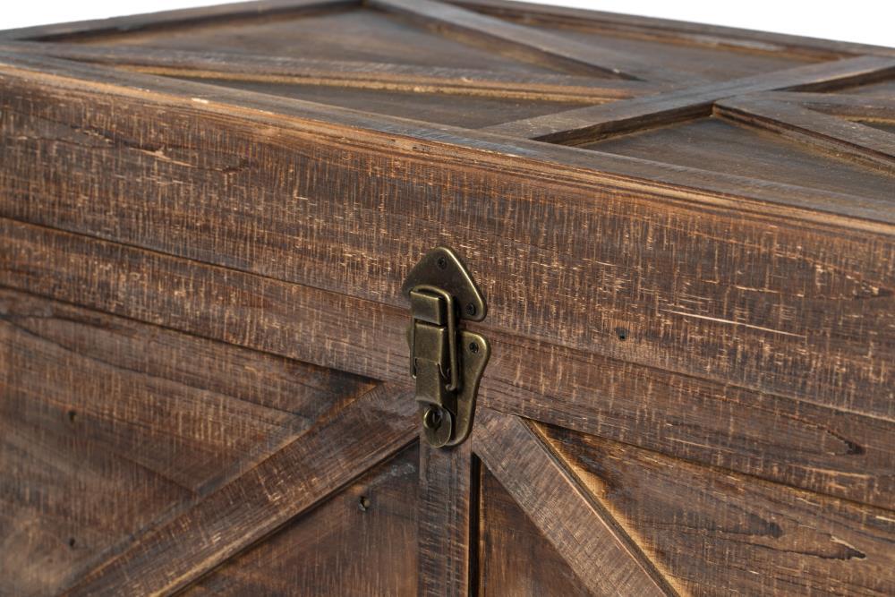 Vintiquewise Vintiquewise Brown Large Wooden Lockable Trunk Farmhouse Style Rustic Design Lined Storage Chest with Rope Handles