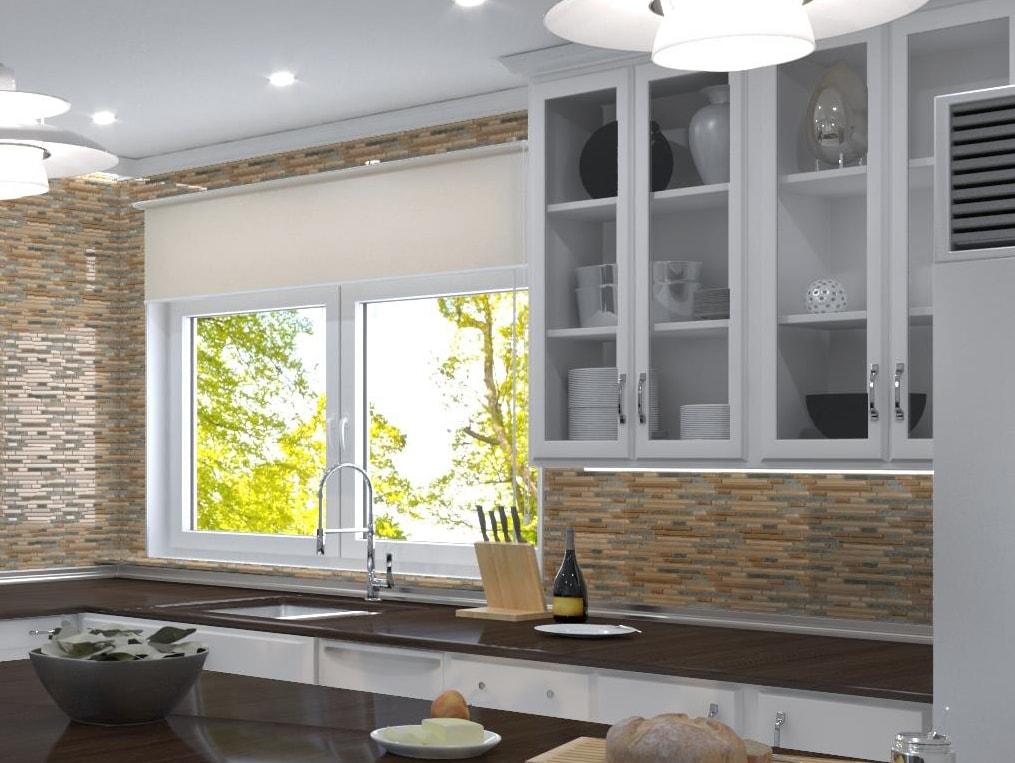 Andova Wright-Scape Straight Edge Glass & Slate Brick Joint Mosaic Kitchen Backsplash, Bathroom, Shower, Pool, Wall and Floor Tile