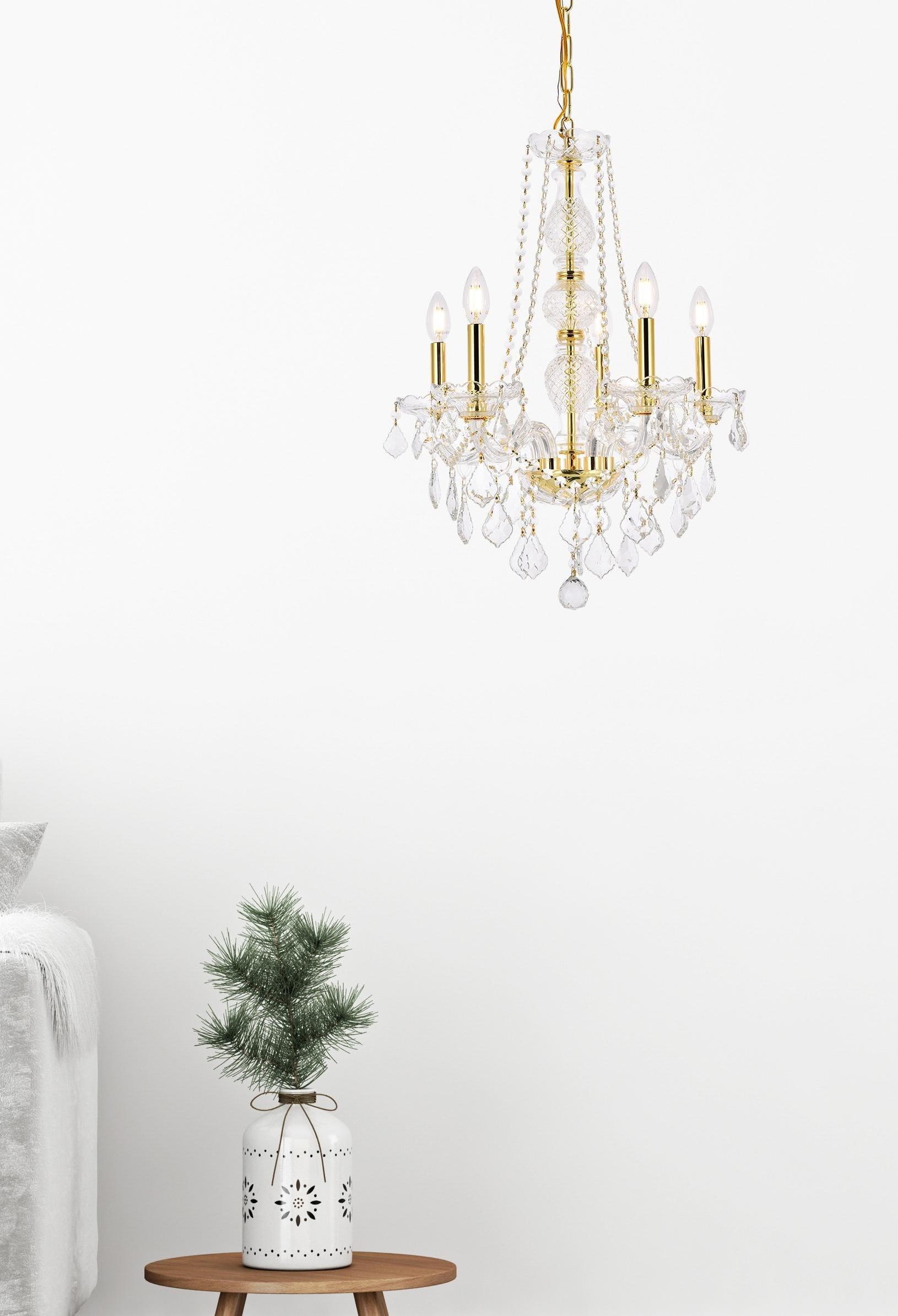Elegant Lighting Verona 5 light Gold Chandelier Clear Royal Cut Crystal