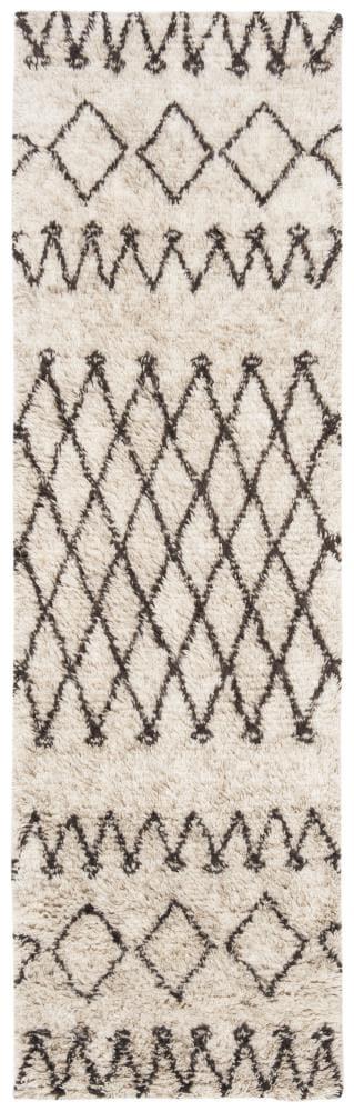 Casablanca CSB851 Hand Tufted Indoor Runner Rug - Ivory/Dark Brown - 2'3"x8' - Safavieh