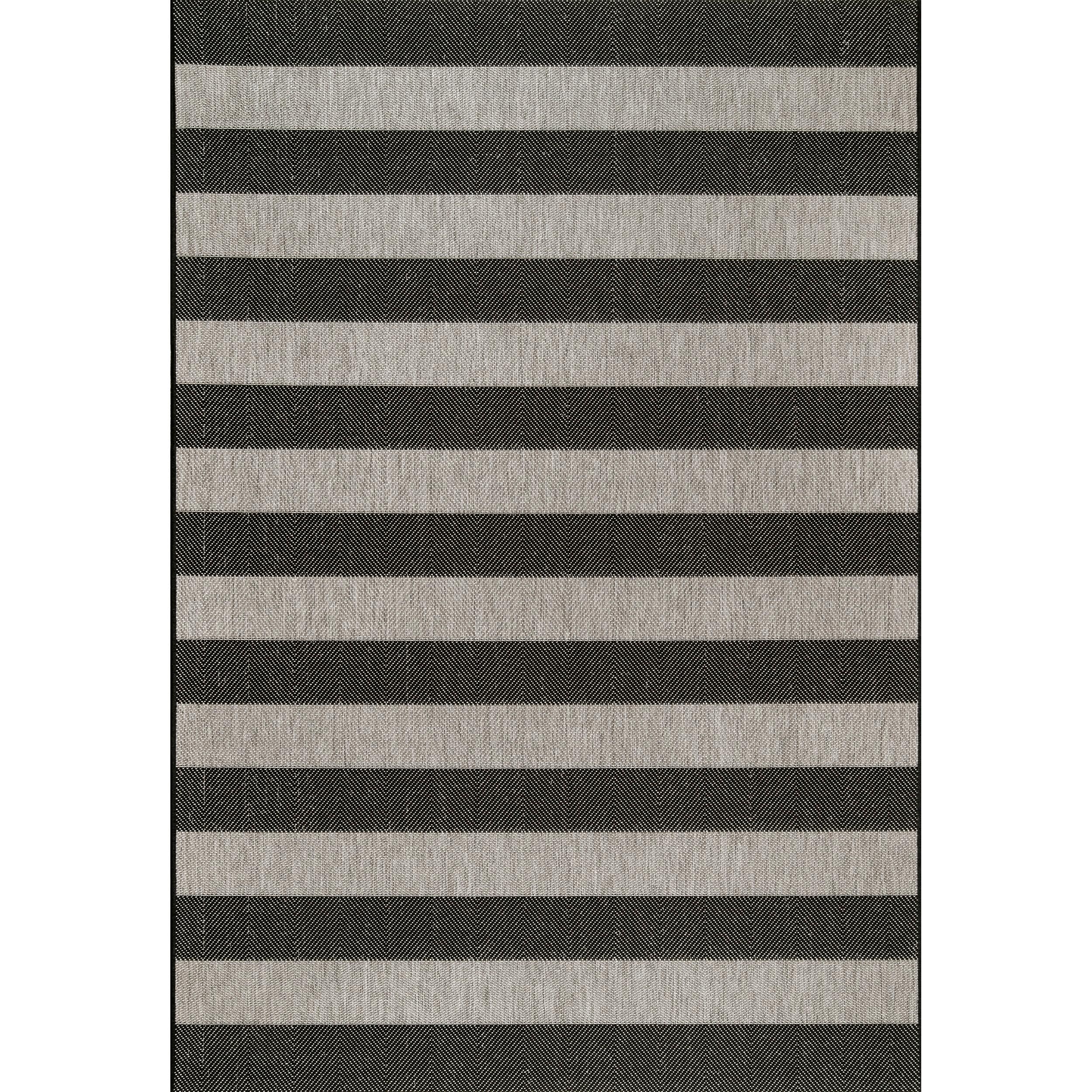Nuloom Alexis Striped 2x3 Indoor/Outdoor Accent Rug for Living Room Patio Deck Front Porch Entryway Kitchen, Black/Light Grey