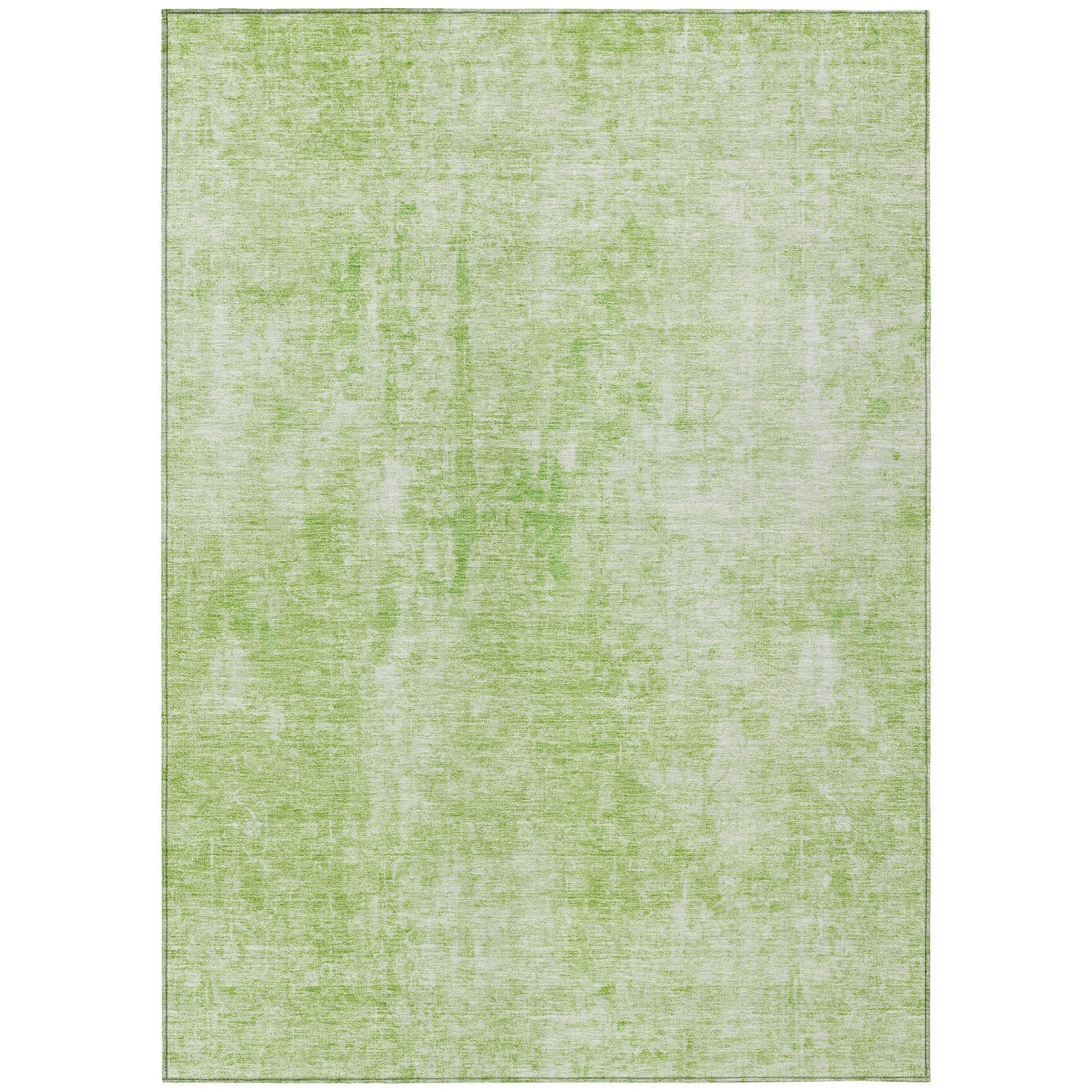 Aloe Green Abstract Synthetic 3' x 5' Indoor Outdoor Rug