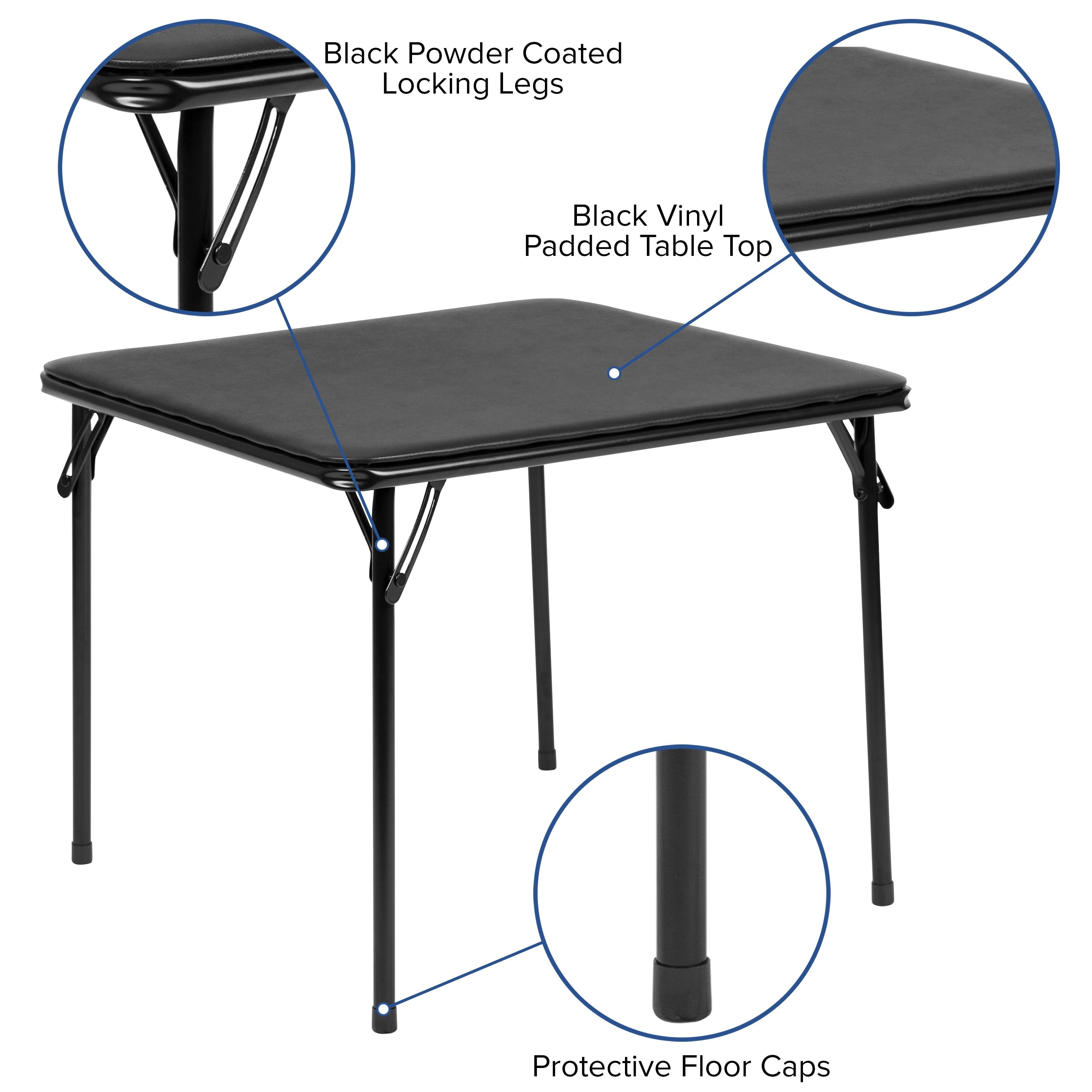 Flash Furniture Kids Black 3 Piece Folding Table and Chair Set