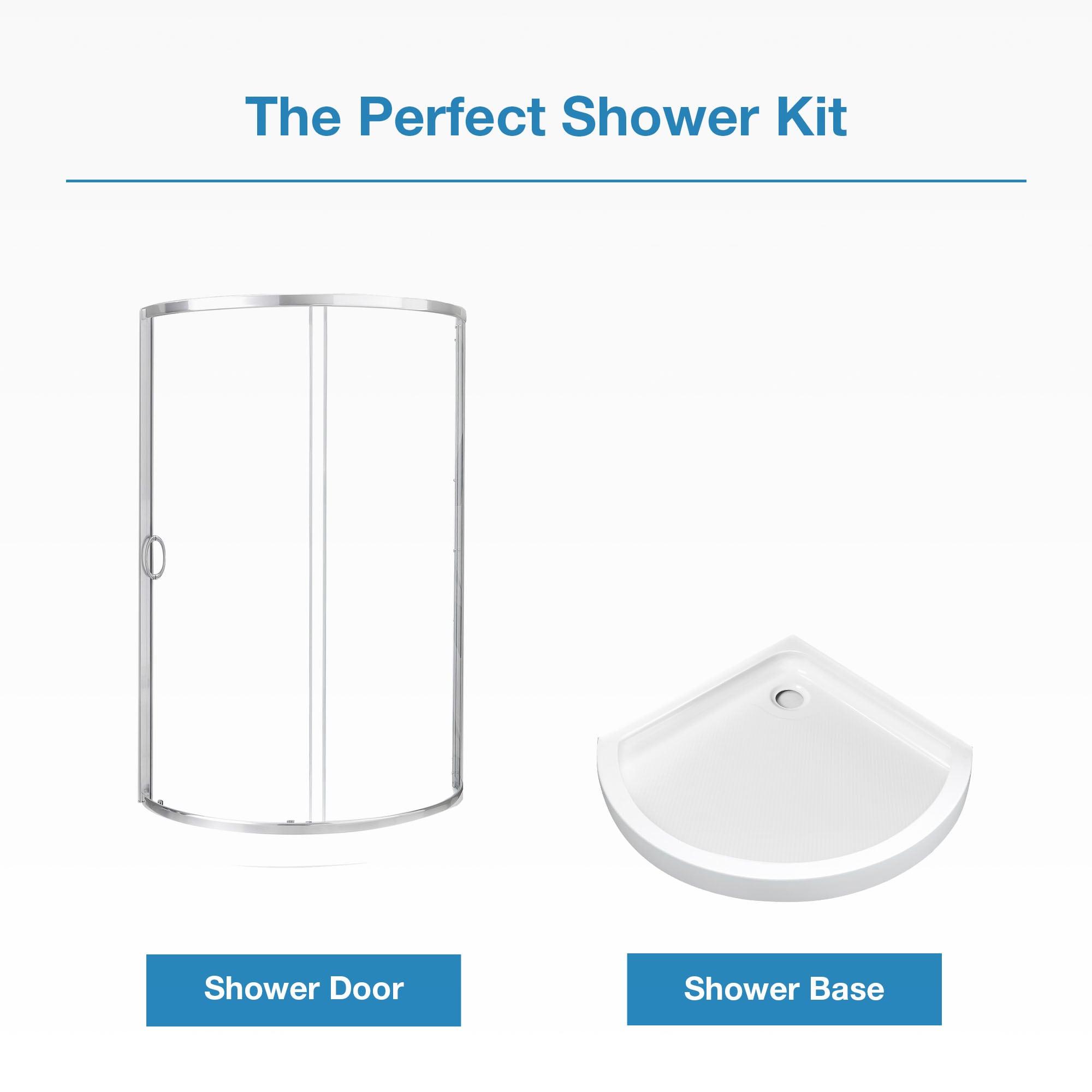 OVE Decors Breeze Premium 33 in. Framed Round Shower Kit w/ Clear Glass, Base