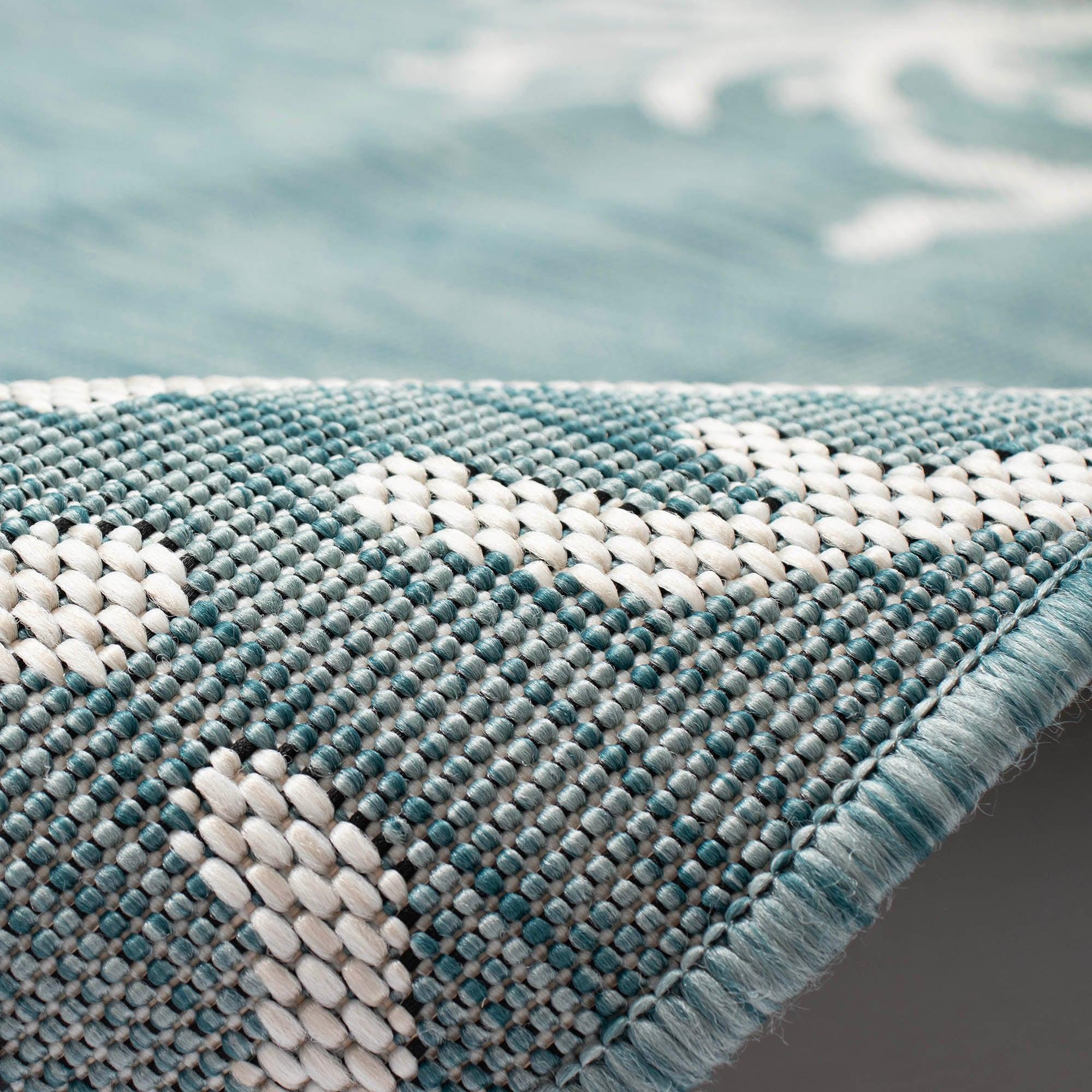 Liora Manne Carmel Coral Border Indoor/Outdoor Rug Aqua 3'3" x 4'11"