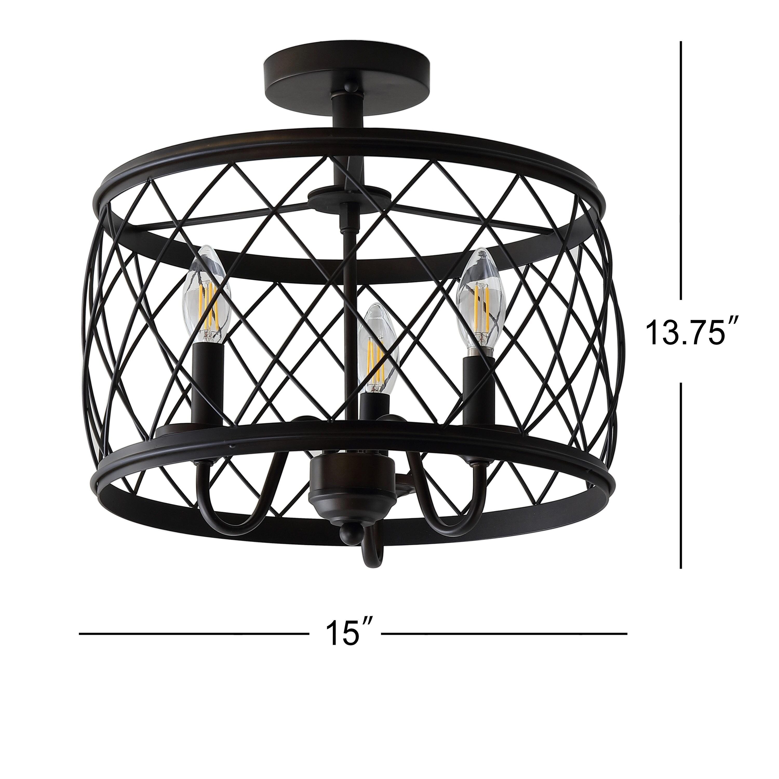 17" Oil Rubbed Bronze LED Drum Ceiling Light with Warm Glow