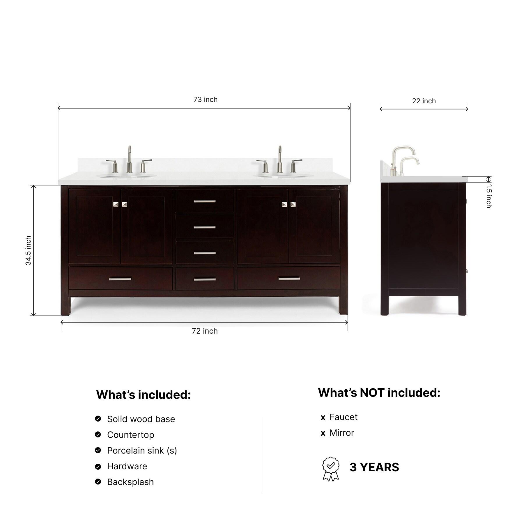Ariel A073dwqovo Cambridge 73" Free Standing Double Basin Vanity Set - Brown