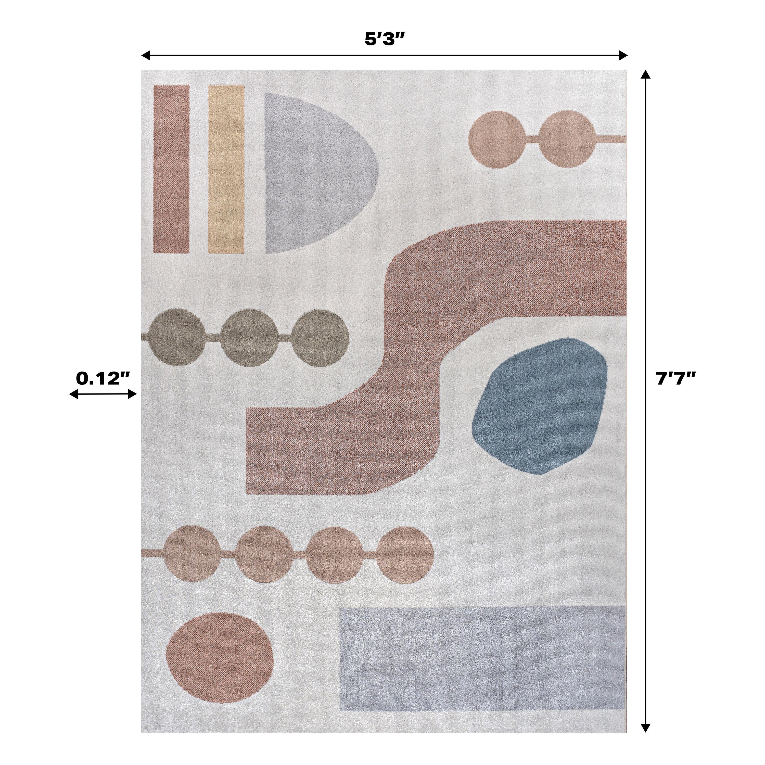 JONATHAN Y Riley Abstract Coastal Kids & Novelty Machine-Washable Cream/Multi 5 ft. x 8 ft. Area Rug