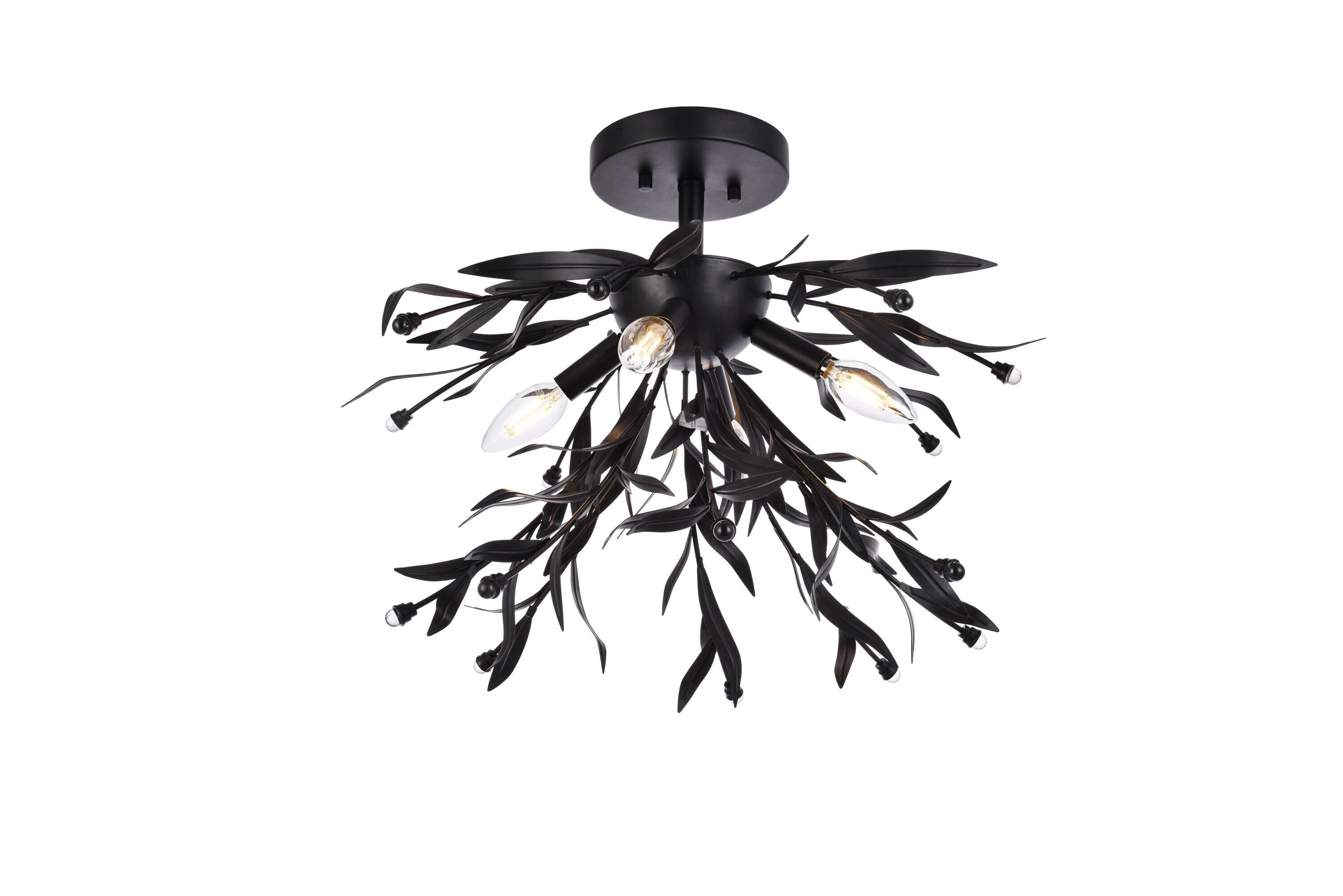 Elegant Lighting Priscilla 18.5 inch flush mount in black