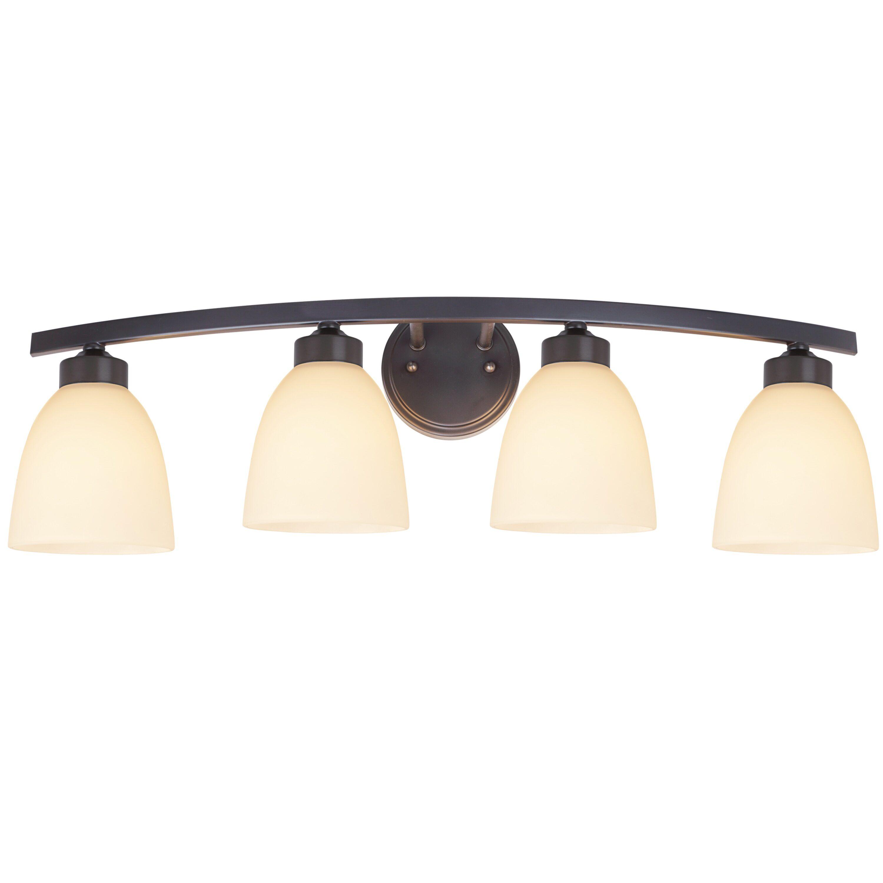 Oil Rubbed Bronze 4-Light Vanity Fixture with Frosted Glass Shades