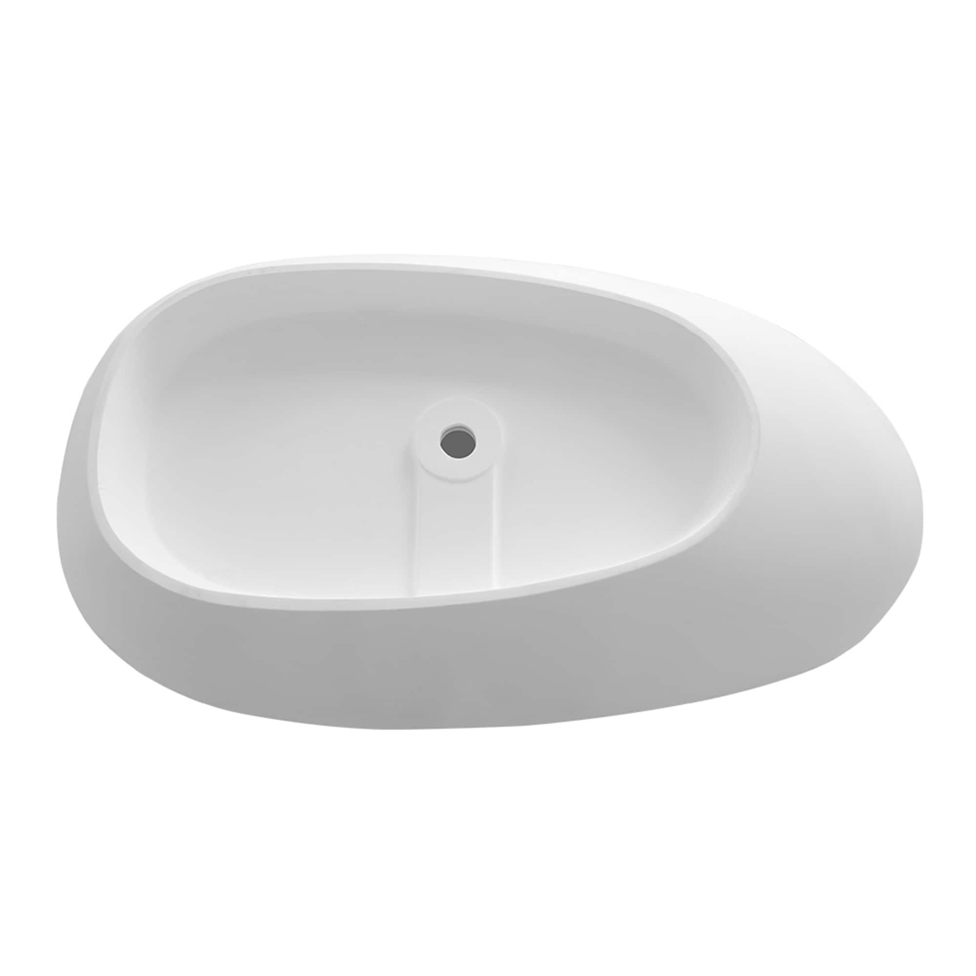 1700Mm White Big Freestanding Stone Solid Surface Bathtub