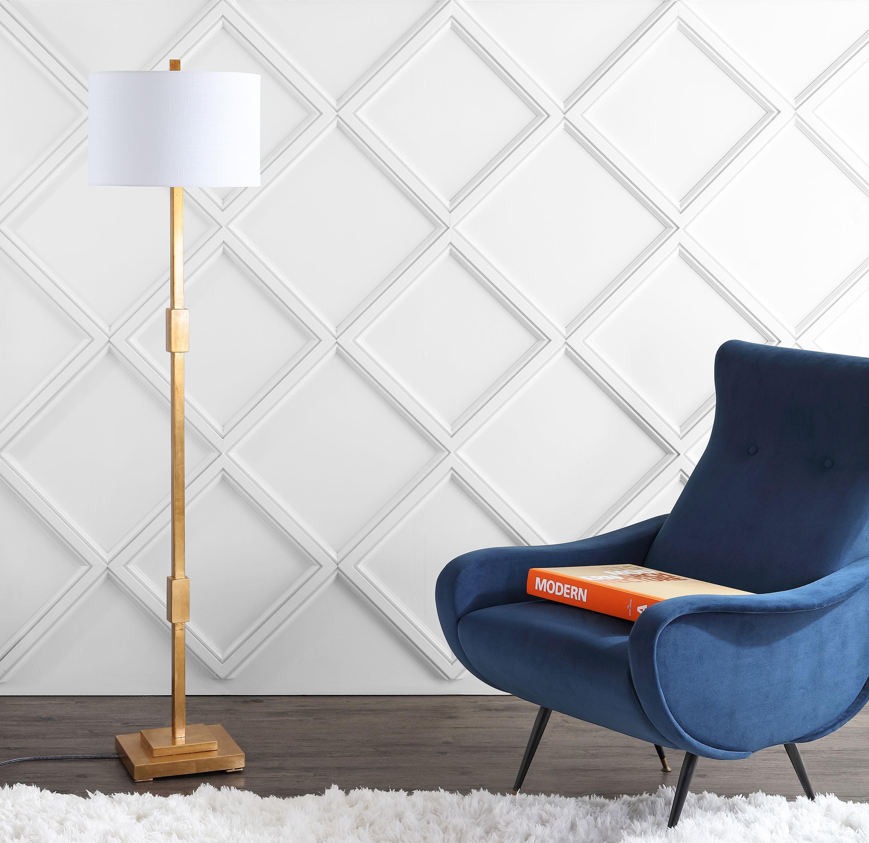 JONATHAN Y JYL3063A Windsor 61.5" Resin/Metal LED Floor Lamp, Contemporary, Modern, Transitional, Office, Living Room, Family Room, Dining Room, Bedroom, Hallway, Foyer, Gold Leaf