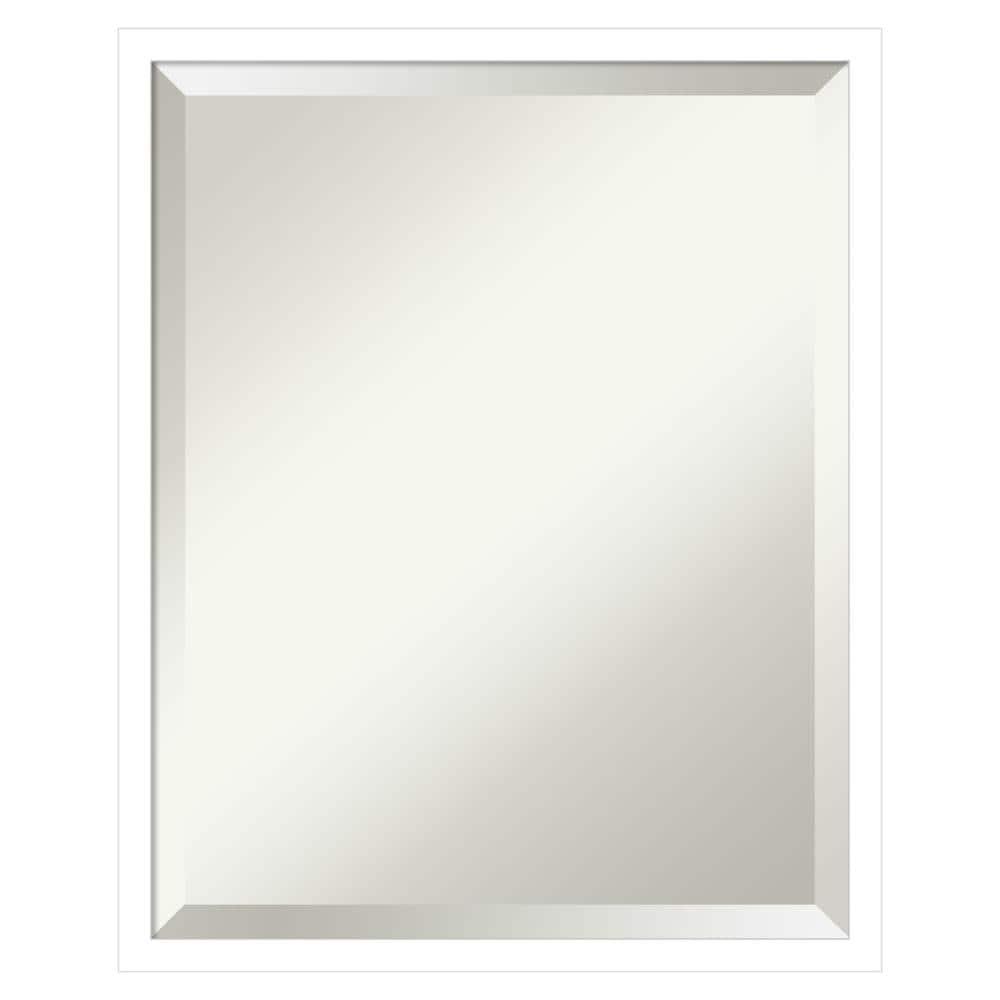 Amanti Art Beveled Wood Bathroom Wall Mirror - Svelte Frame Svelte White Outer Size: 17 x 21 in White