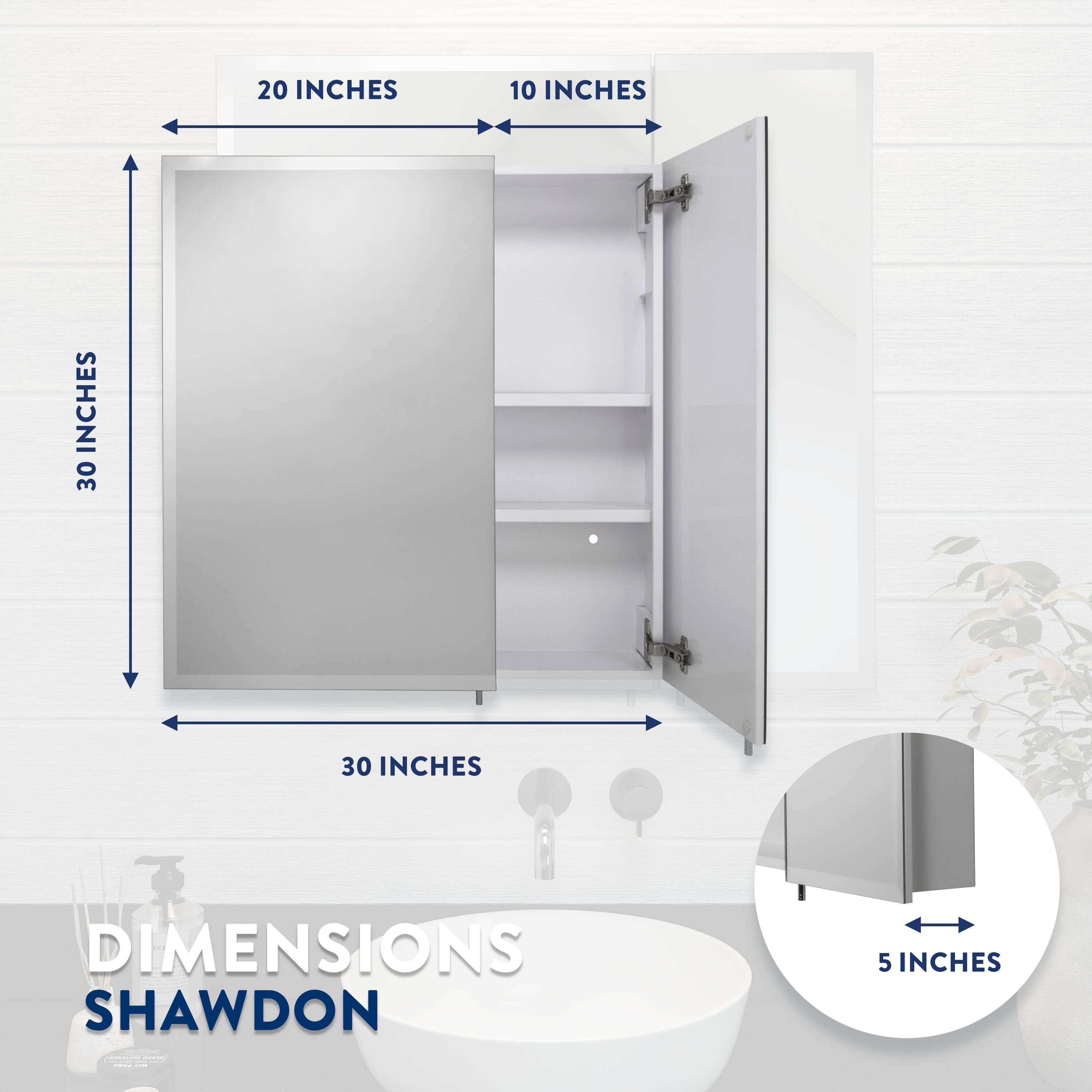 Croydex 30-in x 30-in Surface Mount White Steel Mirrored Square Medicine Cabinet