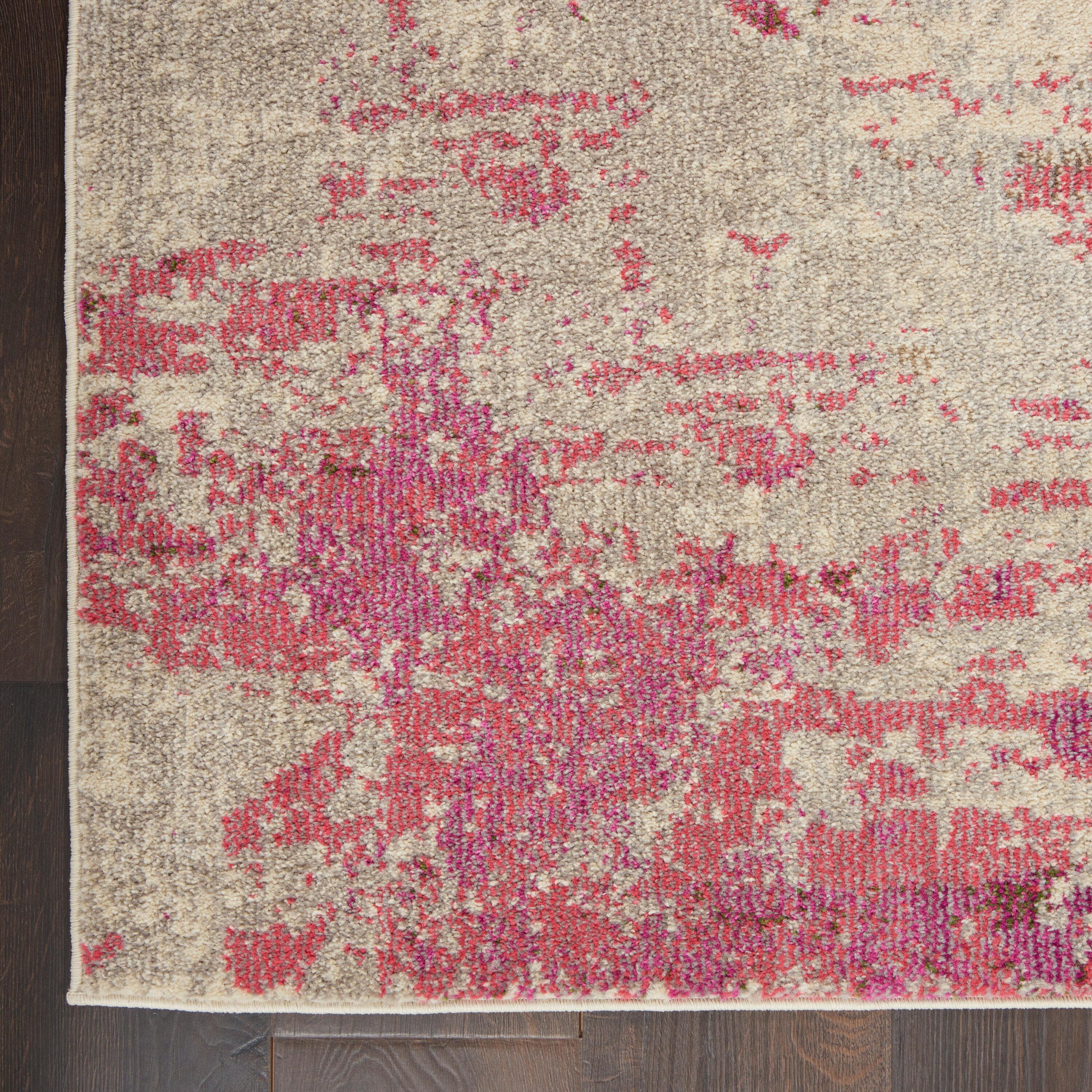 Celestial CES02 Area Rug Colorful Contemporary Abstract By Nourison Ivory/Pink 3' x 5'