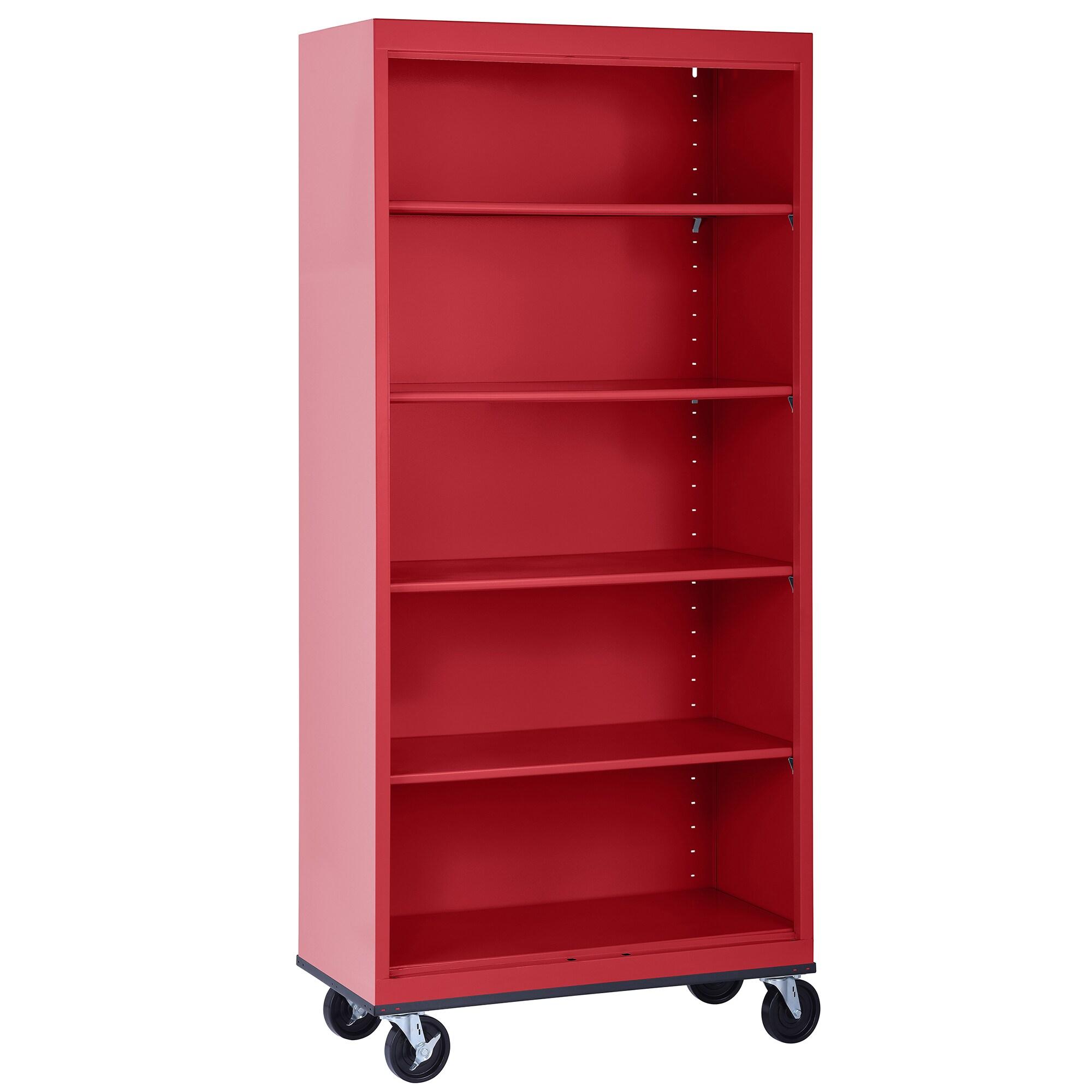 Sandusky Lee 36" W x 18" D x 78" H Steel Mobile Bookcase with 4 Adjustable Shelves by Sandusky