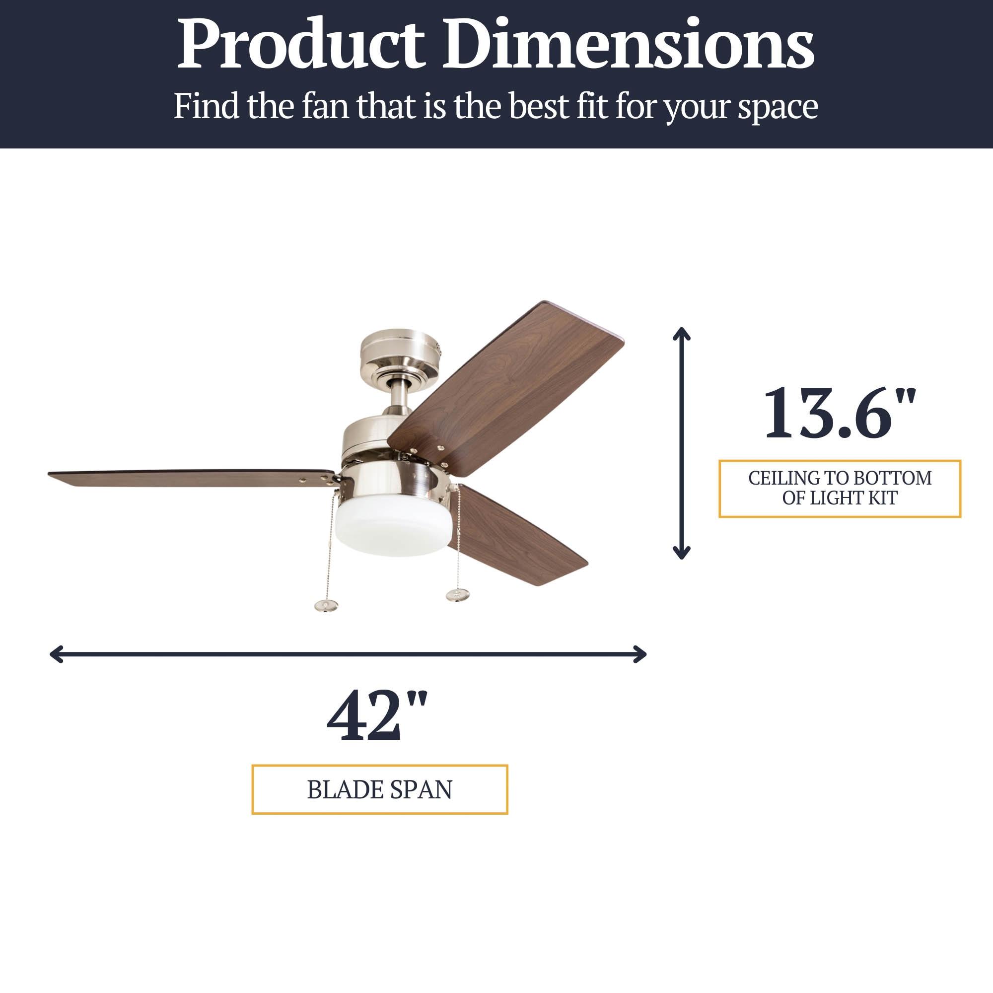 Prominence Home Reston 42-in Brushed Nickel with Burnt Oak/Chocolate Maple Blades Ceiling Fan With Light ( 3 -Blade )