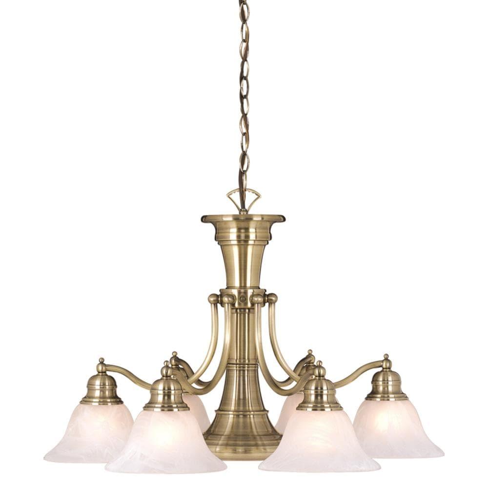 Vaxcel Standford 6 - Light Chandelier in  Antique Brass