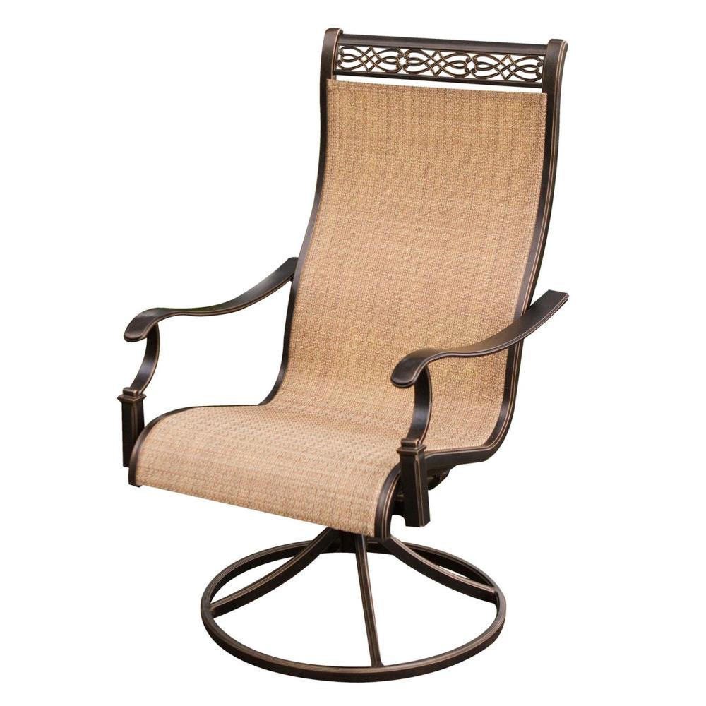 Hanover Monaco 7-Piece Outdoor Patio Dining Set with 4 PVC Sling Dining Chairs, 2 Swivel Rockers, and 40" x 68" Porcelain Tile Rectangular Dining Table | MONACO7PCSW