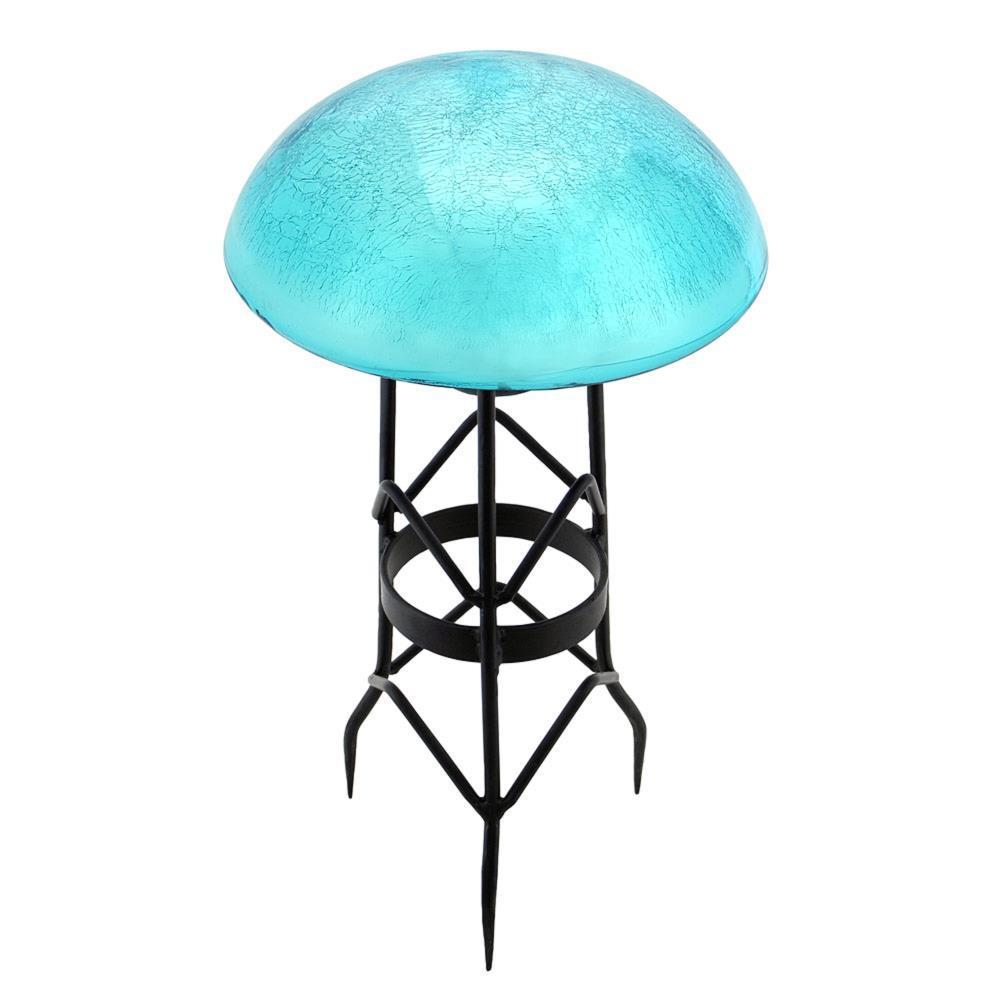 Achla Designs Crackle Glass Garden Toadstool Gazing Ball, 9 Inch, Teal